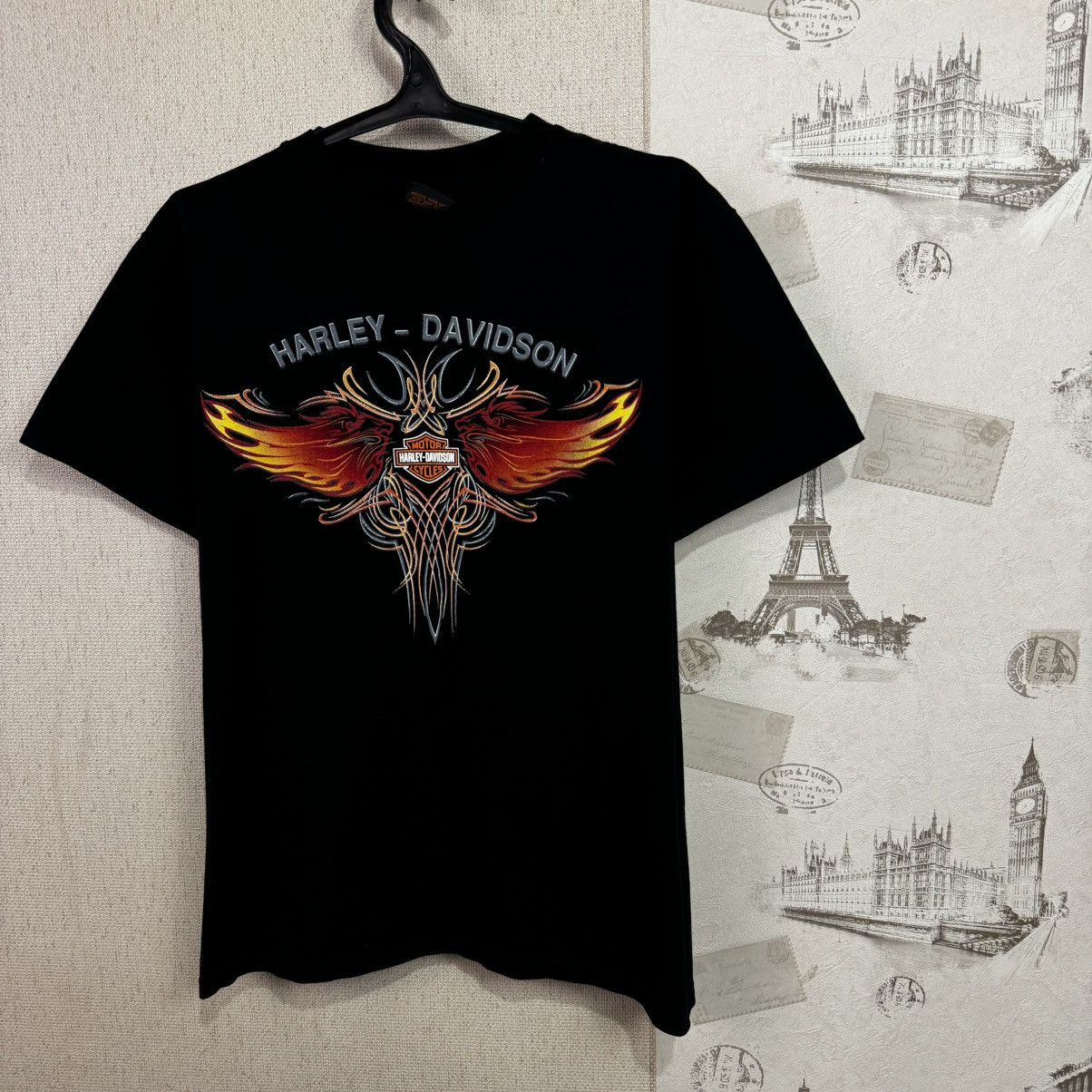 Harley Davidson × Vintage Vintage Harley Davidson T shirt Fire Wings USA Biker L Size US L / EU 52-54 / 3 - 8 Thumbnail