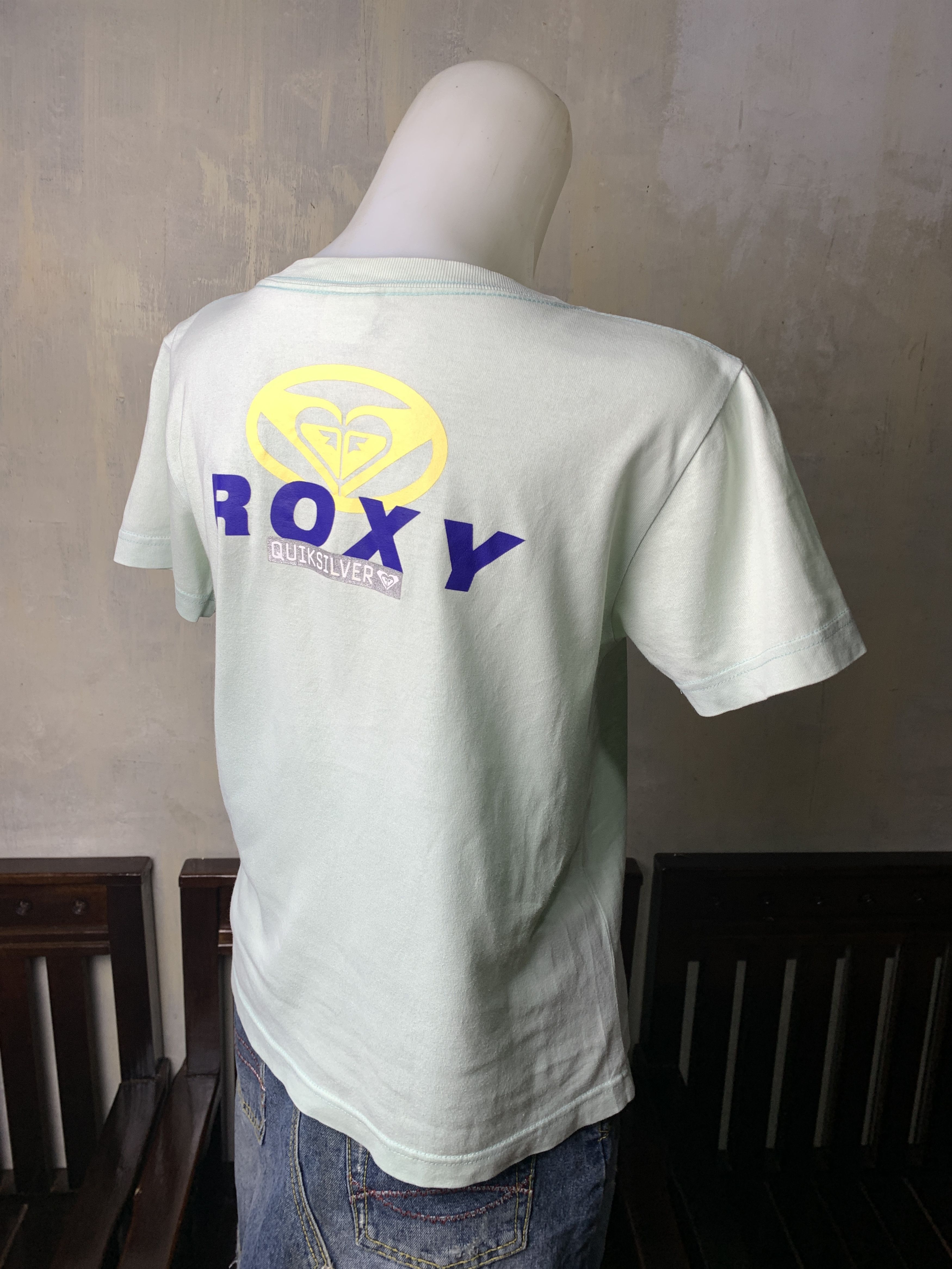 Quiksilver 2000s Roxy Neutral Green Tee (M) Size M / US 6-8 / IT 42-44 - 2 Thumbnail