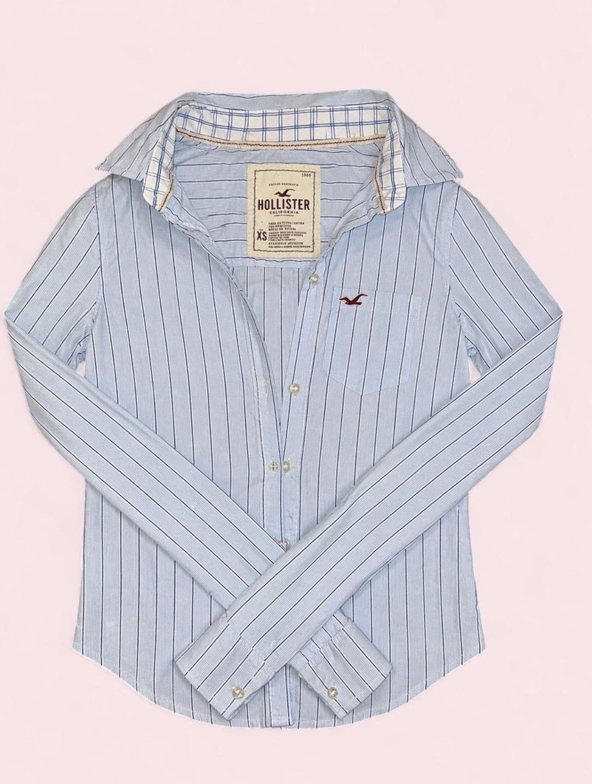 Hollister Hollister baby blue, navy blue and white button up Size XS / US 0-2 / IT 36-38 - 1 Preview
