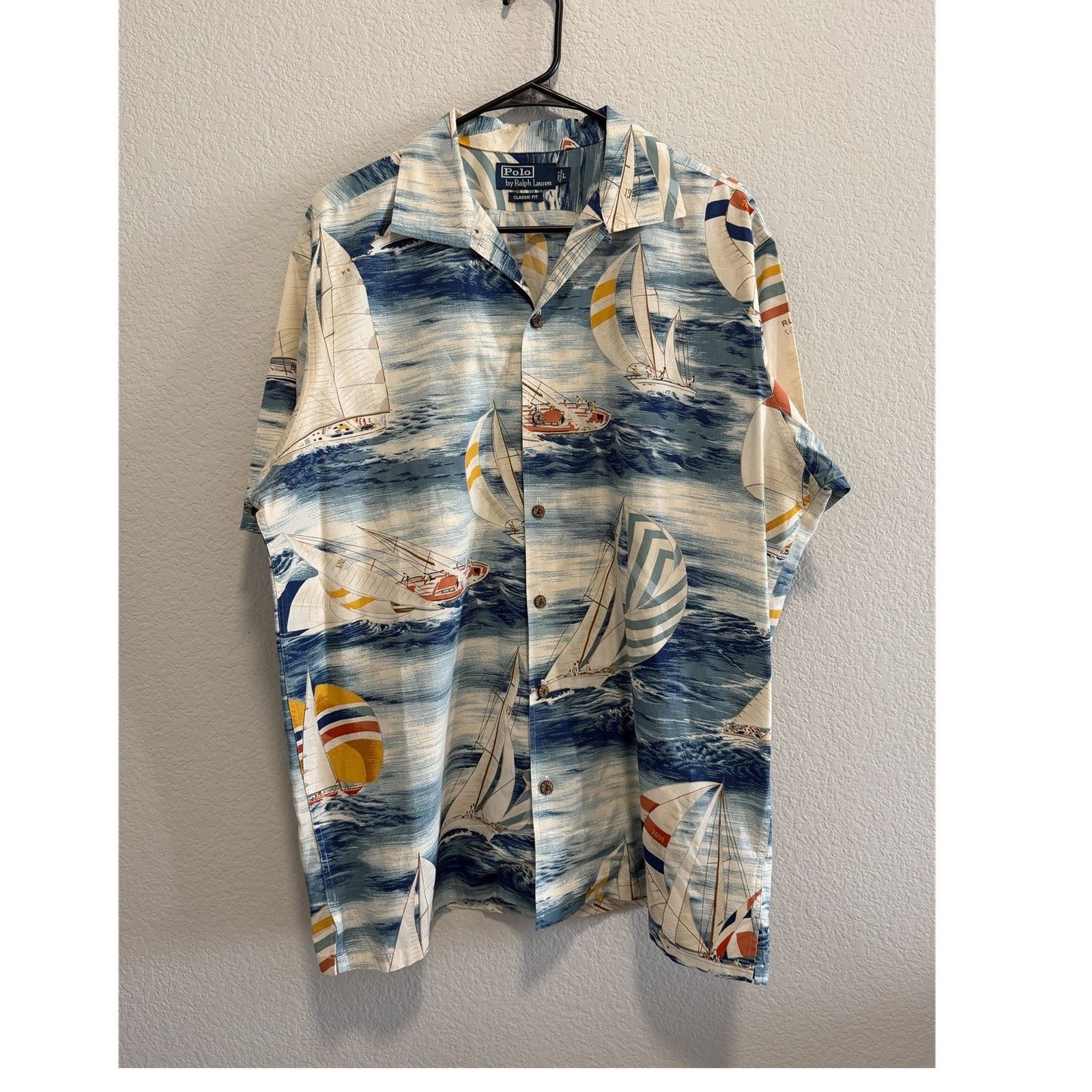Polo Ralph Lauren Hawaiian Shirt Mens Large Sailboat Aloha