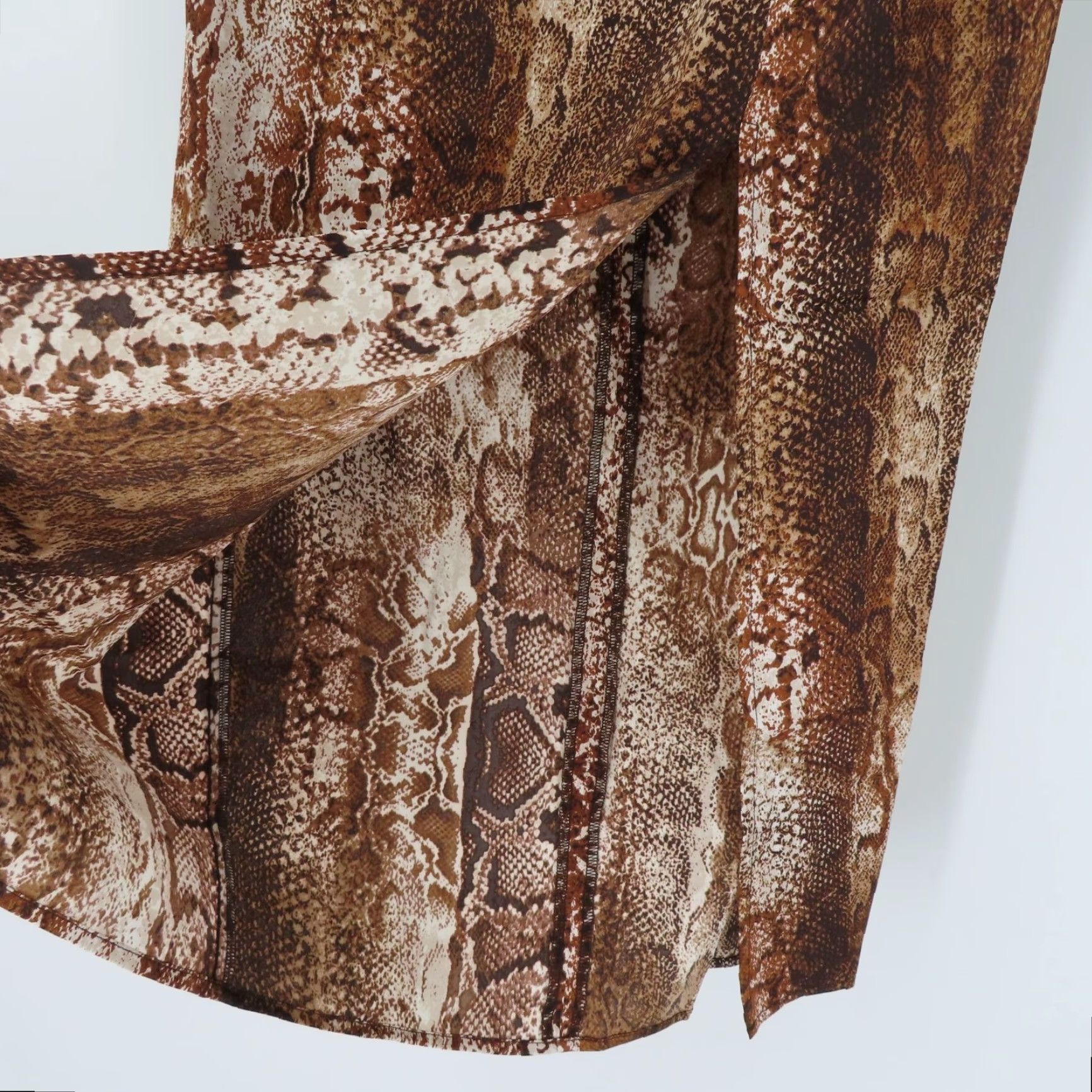 Guess GUESS Women XS Tammie Midi Slit Skirt Snakeskin Python Print Brown NEW Size 26" / US 2 / IT 38 - 3 Thumbnail