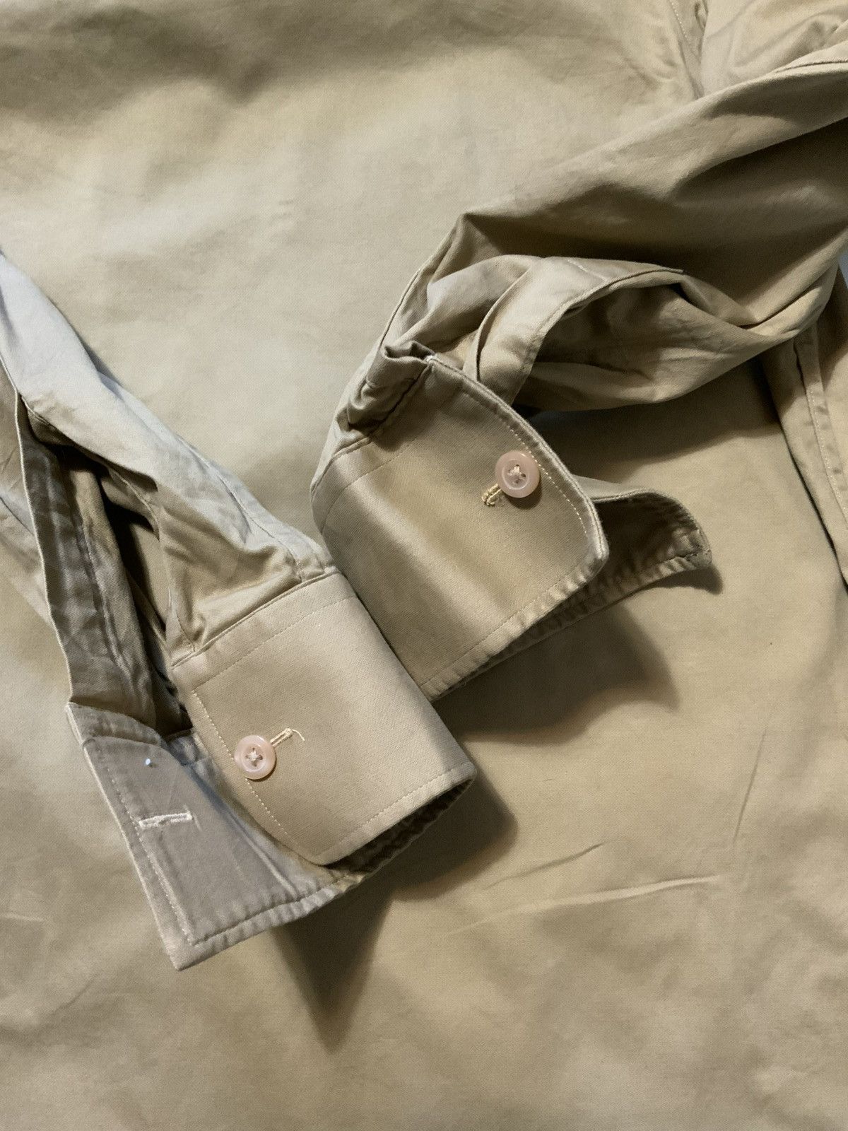 Vintage Vintage 60s 70s Khaki Workwear Sawtooth Button Shacket Shirt Size US L / EU 52-54 / 3 - 7 Thumbnail