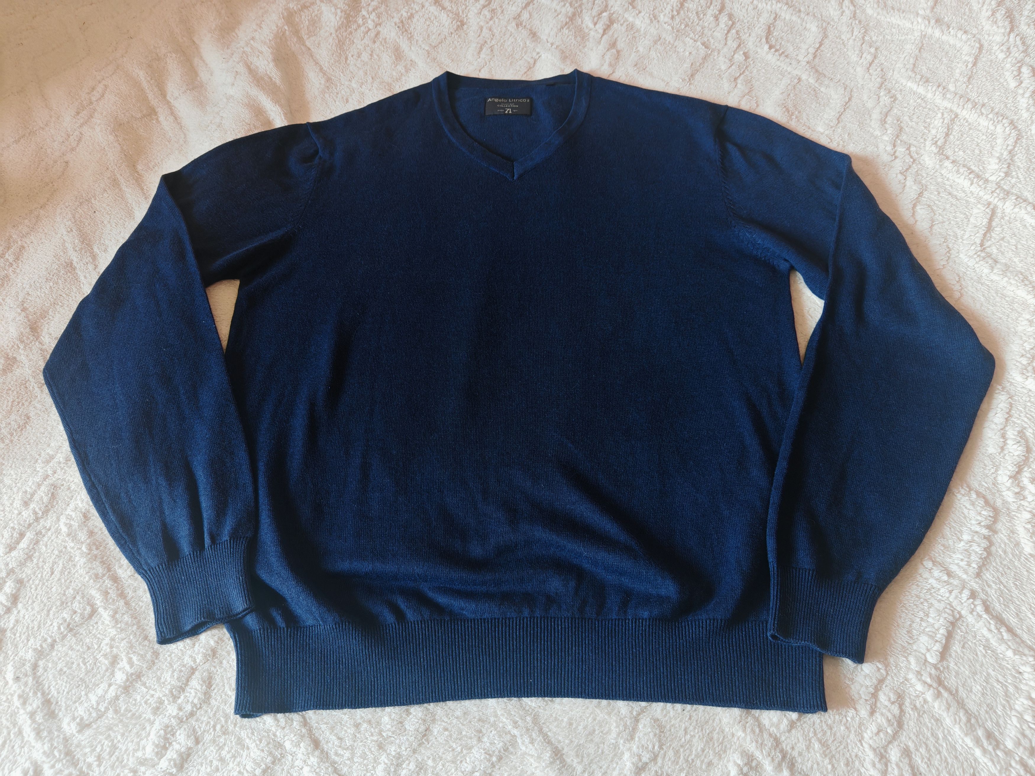 Angelo Litrico Navy Blue Men's V-Neck Long Sleeve Cotton Sweater size 2XL Size US XXL / EU 58 / 5 - 6 Thumbnail