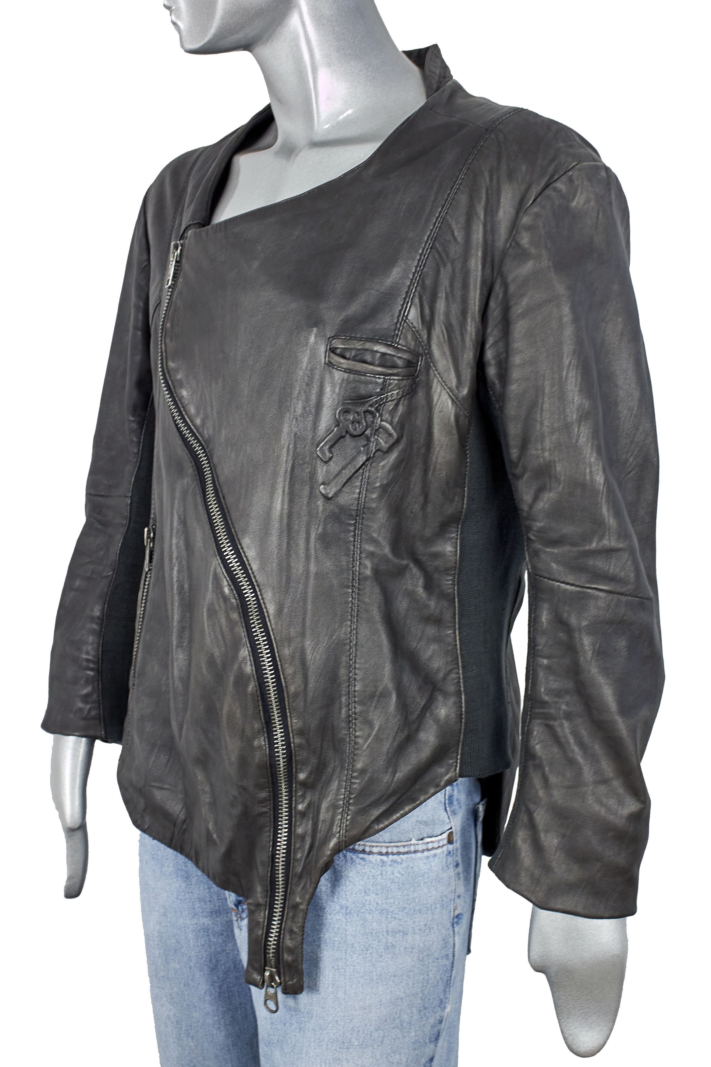 Delusion Delusion futuristic designer men's leather biker jacket Size US XL / EU 56 / 4 - 4 Thumbnail