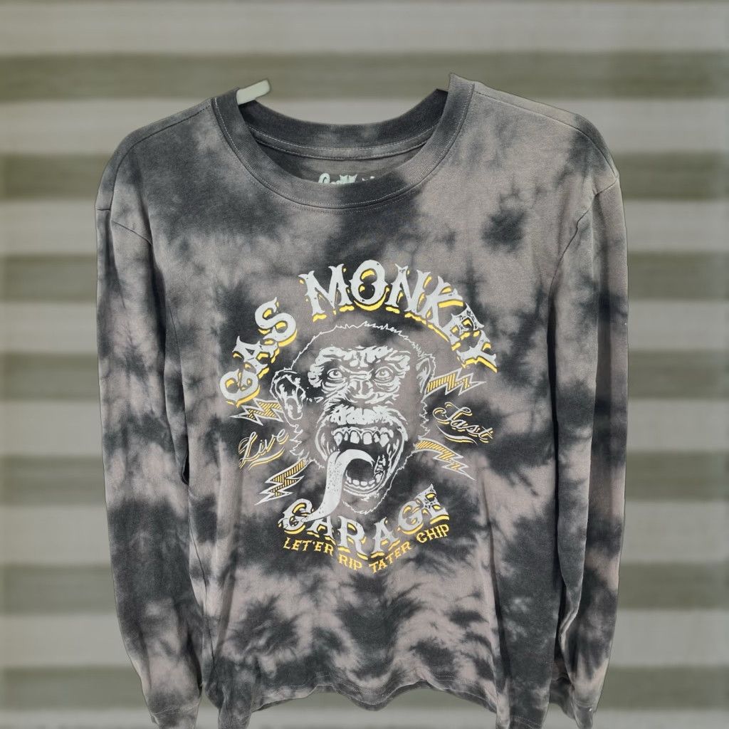 GAS Gas Monkey Garage Shirt TShirt Men S Gray Tie Dye Long Sleeve Pullover Size US S / EU 44-46 / 1 - 1 Thumbnail