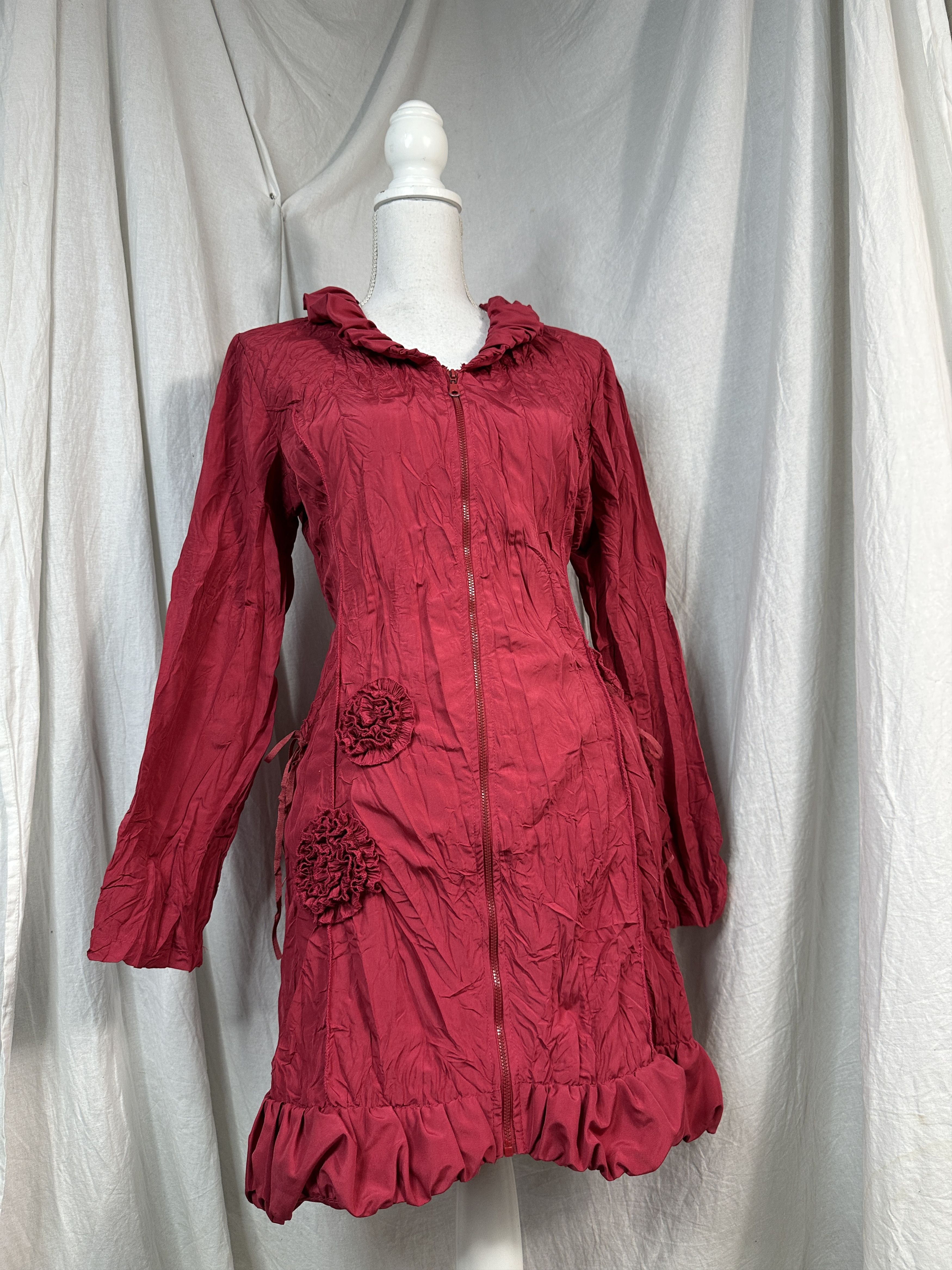 Vintage Vintage Avant Garde Y2K Zip Roses Cherry Red Dress Size L / US 10 / IT 46 - 1 Thumbnail