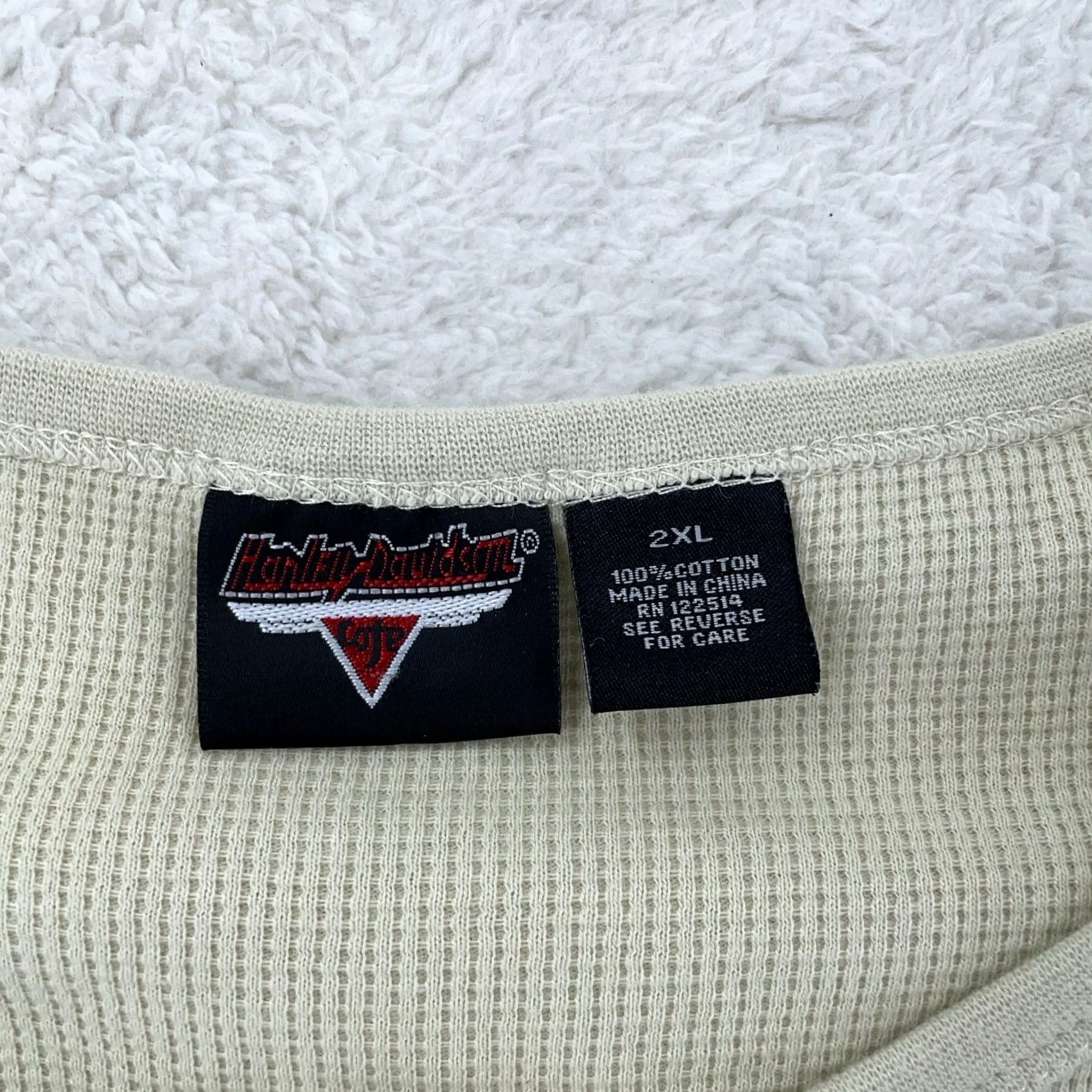 Harley Davidson Harley-Davidson T-Shirt Womens Long Sleeve Henley Thermal Ivory S Fits S/M Biker Las Vegas Cafe Harley Davidson Size S / US 4 / IT 40 - 3 Thumbnail