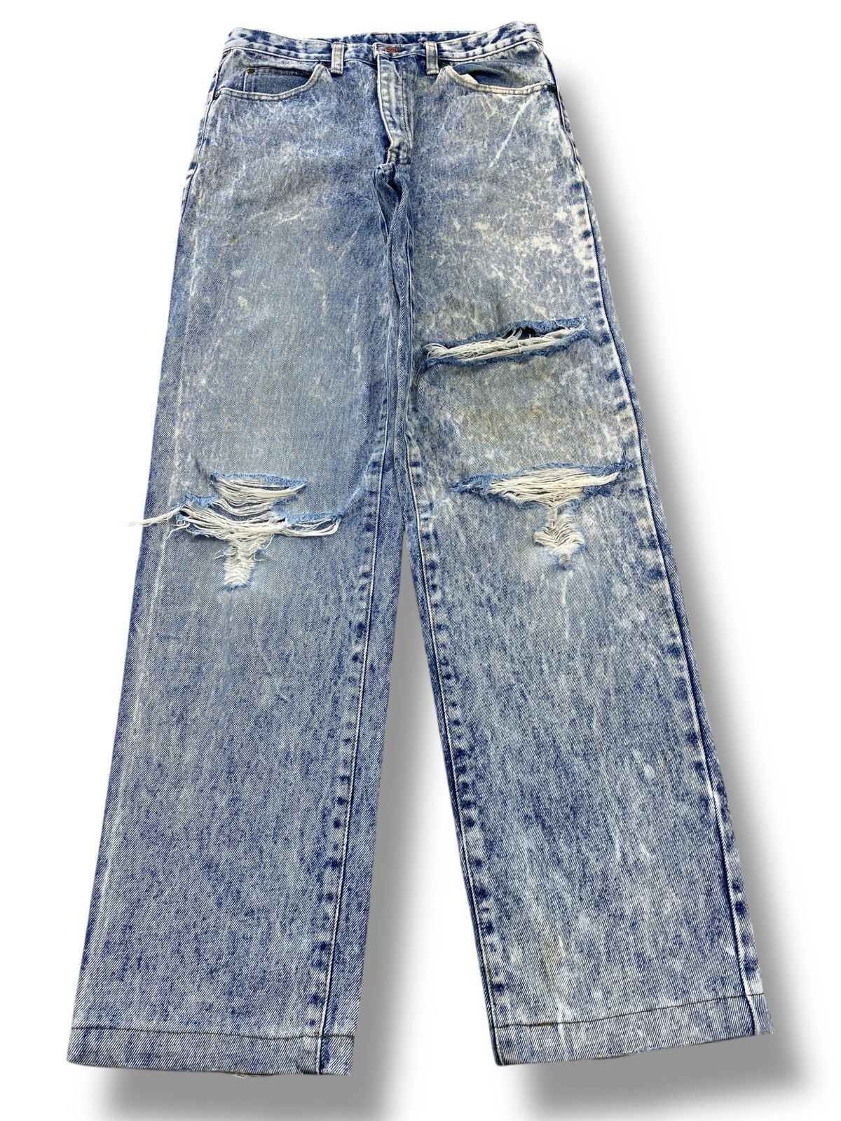 Japanese Brand Japanese Brand Acid Blue Wash Ripped Style Skinny Leg Jeans Size US 30 / EU 46 - 1 Thumbnail