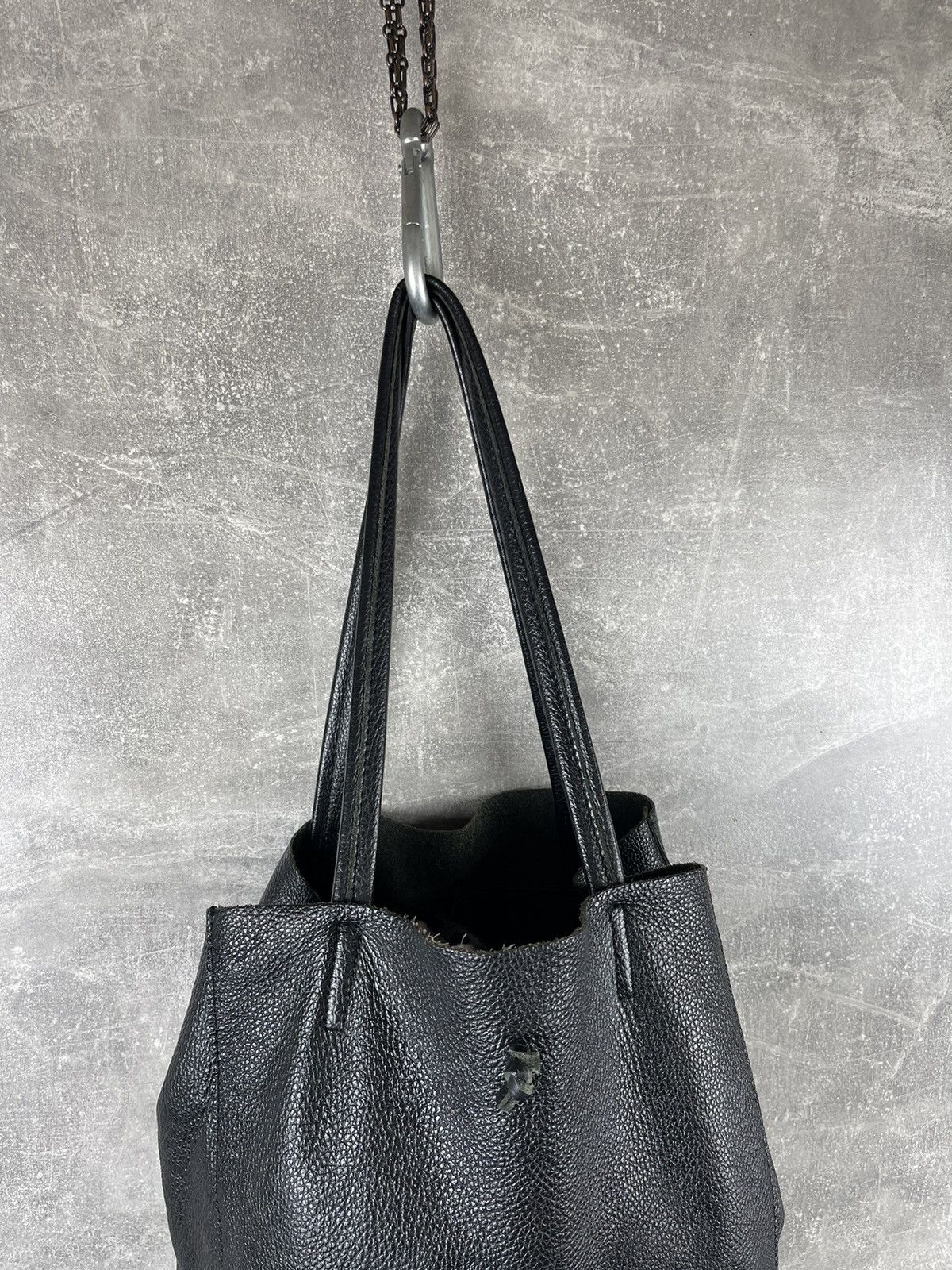 Genuine Leather Avant Garde Leather Bag Shopper Minimalist Pebbled Handbag Size ONE SIZE - 6 Thumbnail