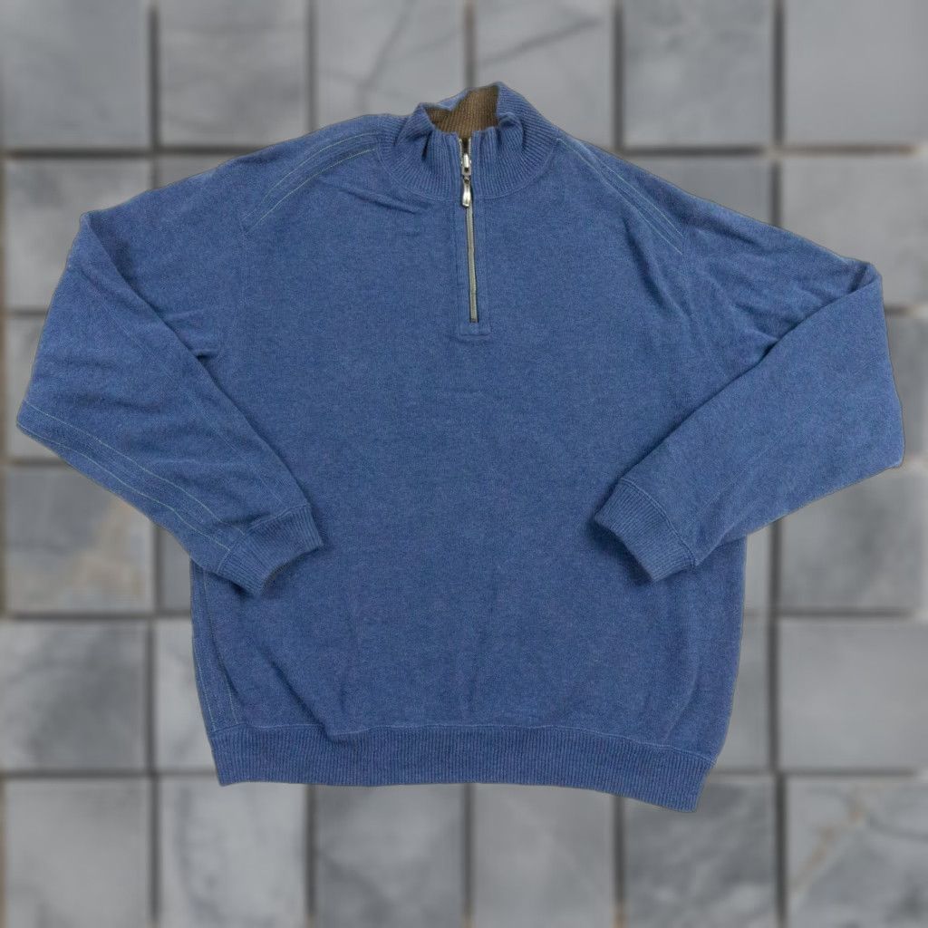 Tommy Bahama VINTAGE Tommy Bahama Sweater Shirt Adult X-Large Blue 1/4 Zip Reversible Outdoor Mens Size US XL / EU 56 / 4 - 1 Thumbnail
