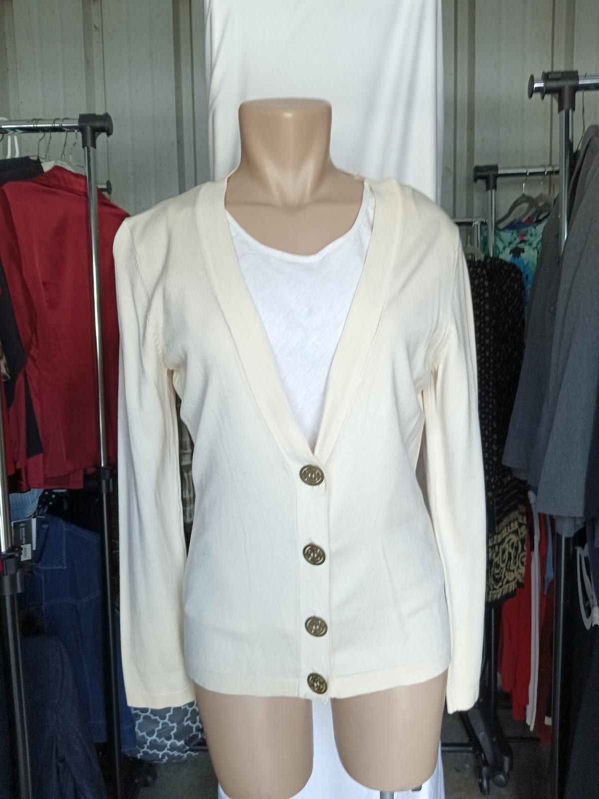 Designer August Silk Women's Cream Cardigan Sweater Size M / US 6-8 / IT 42-44 - 1 Thumbnail