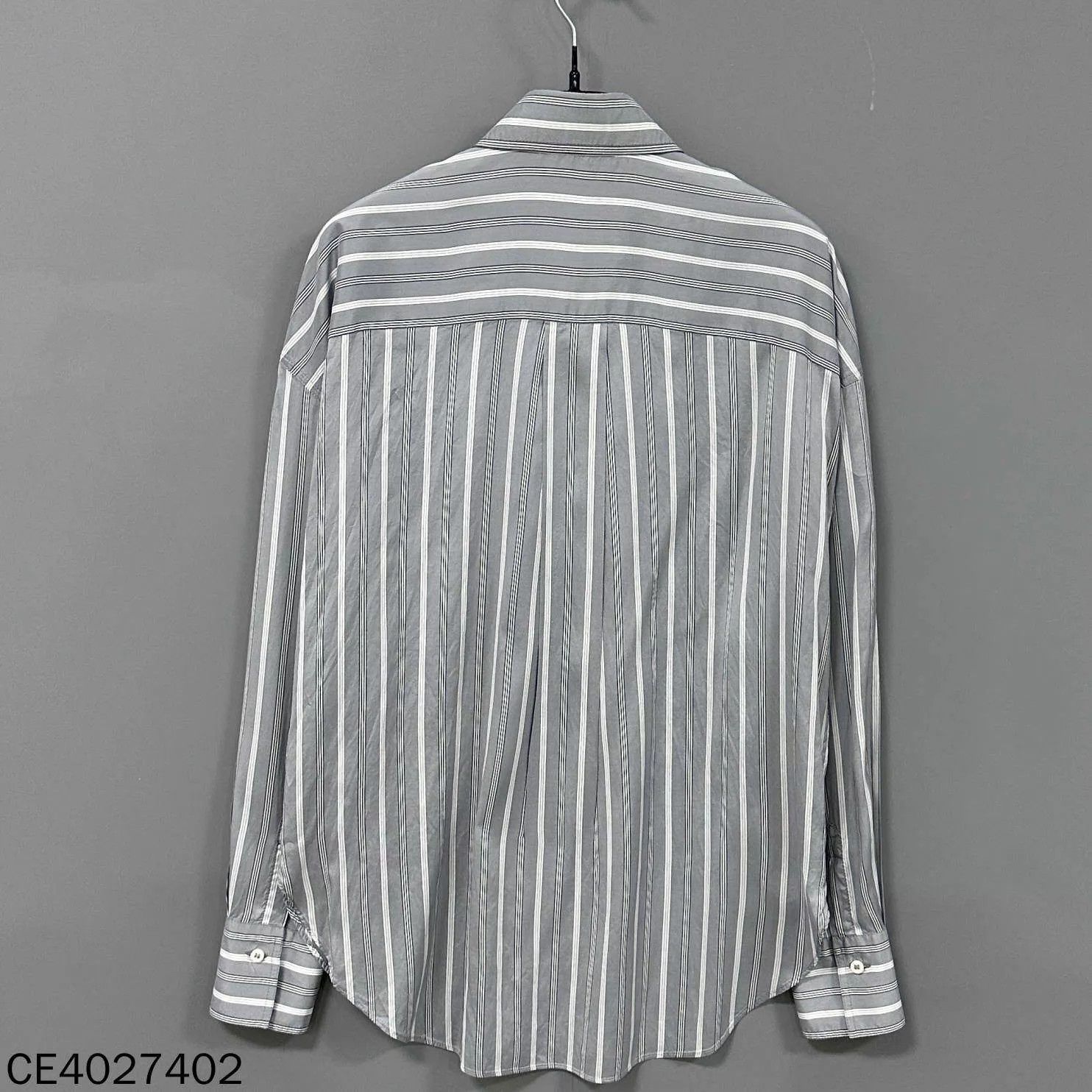 Brunello Cucinelli BC Beaded Silk White Gray Stripe Shirt S Size S / US 4 / IT 40 - 3 Thumbnail