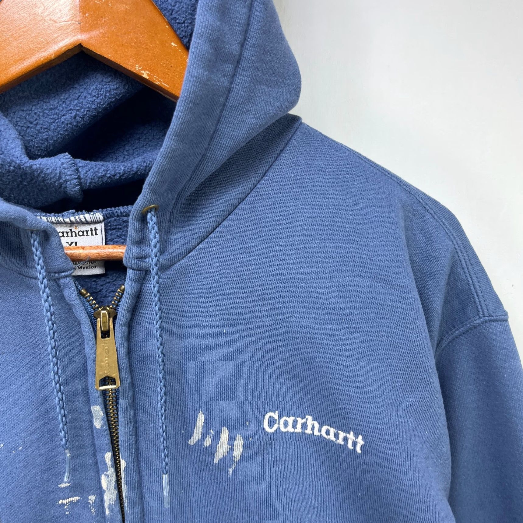 Carhartt VINTAGE Carhartt Hoodie XL Zip Up Full Zip Hooded 90s Paint Splatter Blue Mens Regular Shirt? Size US XL / EU 56 / 4 - 3 Thumbnail