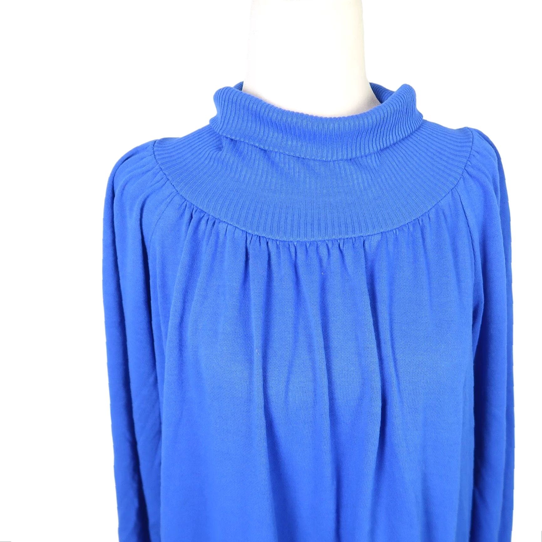 Vintage VINTAGE Charm Club 80s Dress Nightgown Midi Cobalt Blue Long Sleeve Mock Neck Women M Size M / US 6-8 / IT 42-44 - 2 Thumbnail