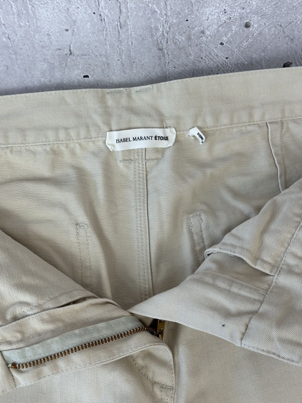 Isabel Marant Etoile Isabel Marant Etoile Stripped Beige Carpenter Cotton Jeans Size 25" / US 0 / IT 36 - 5 Thumbnail