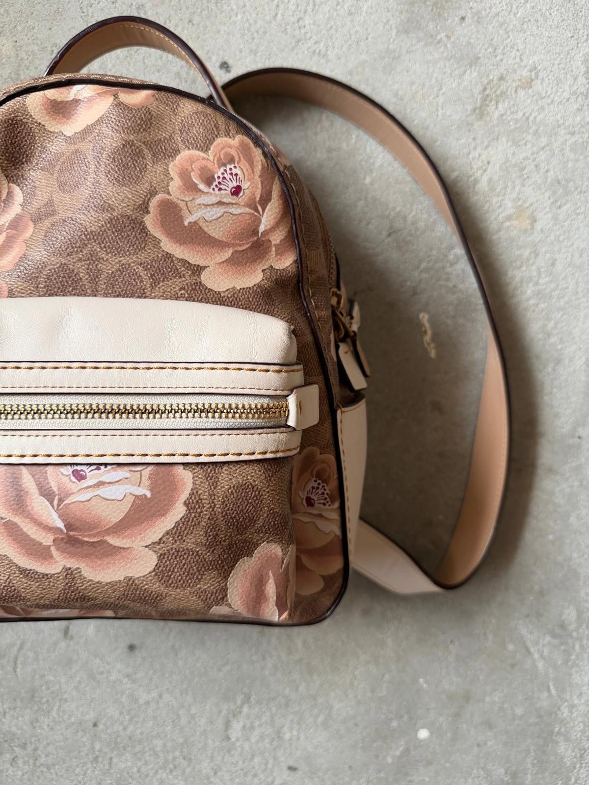 Coach Coach Signature Rose Backpack Brown/White Size ONE SIZE - 4 Thumbnail