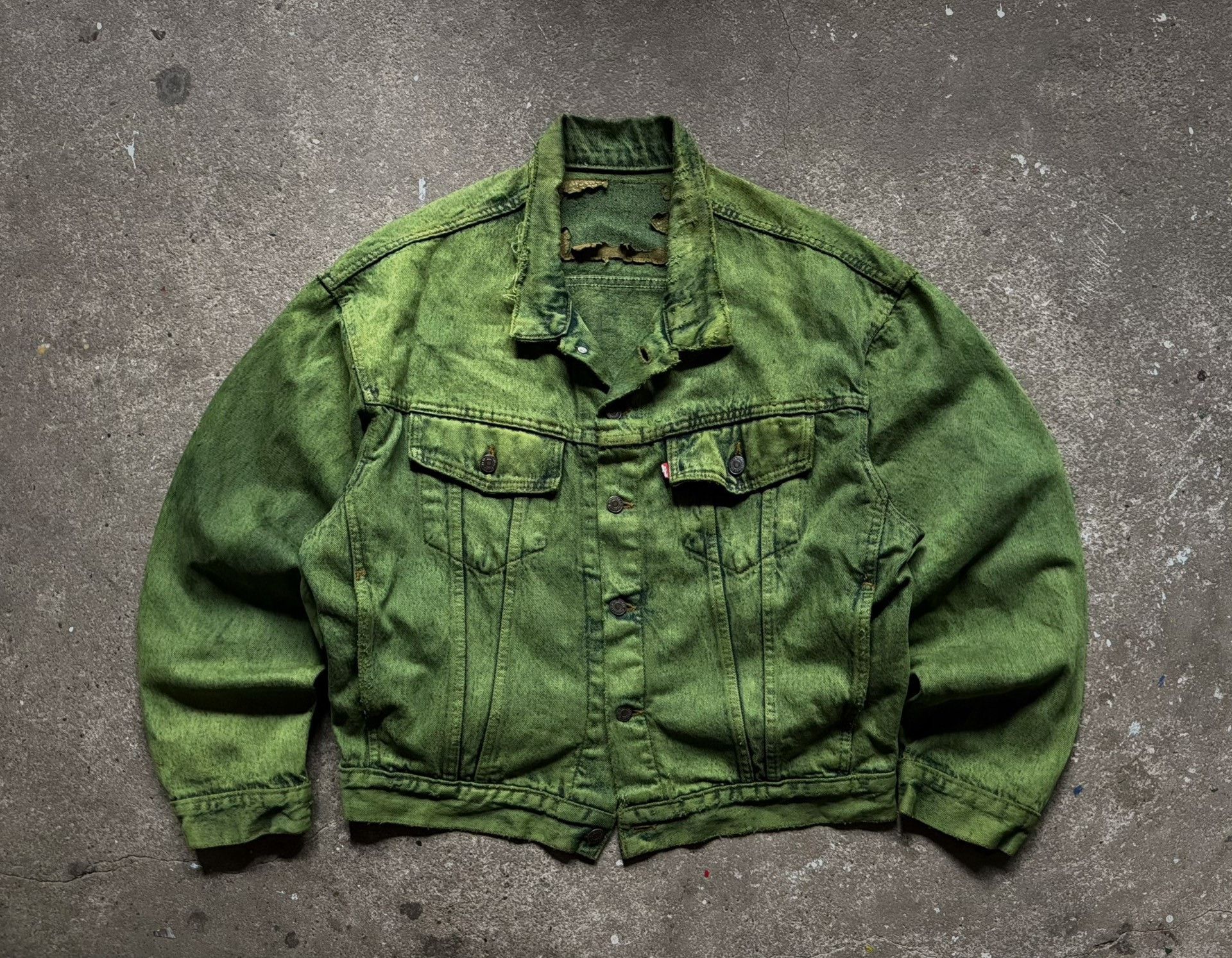 Vintage Vintage 1991 Levis Boxy Green Denim Jacket Size US M / EU 48-50 / 2 - 1 Thumbnail