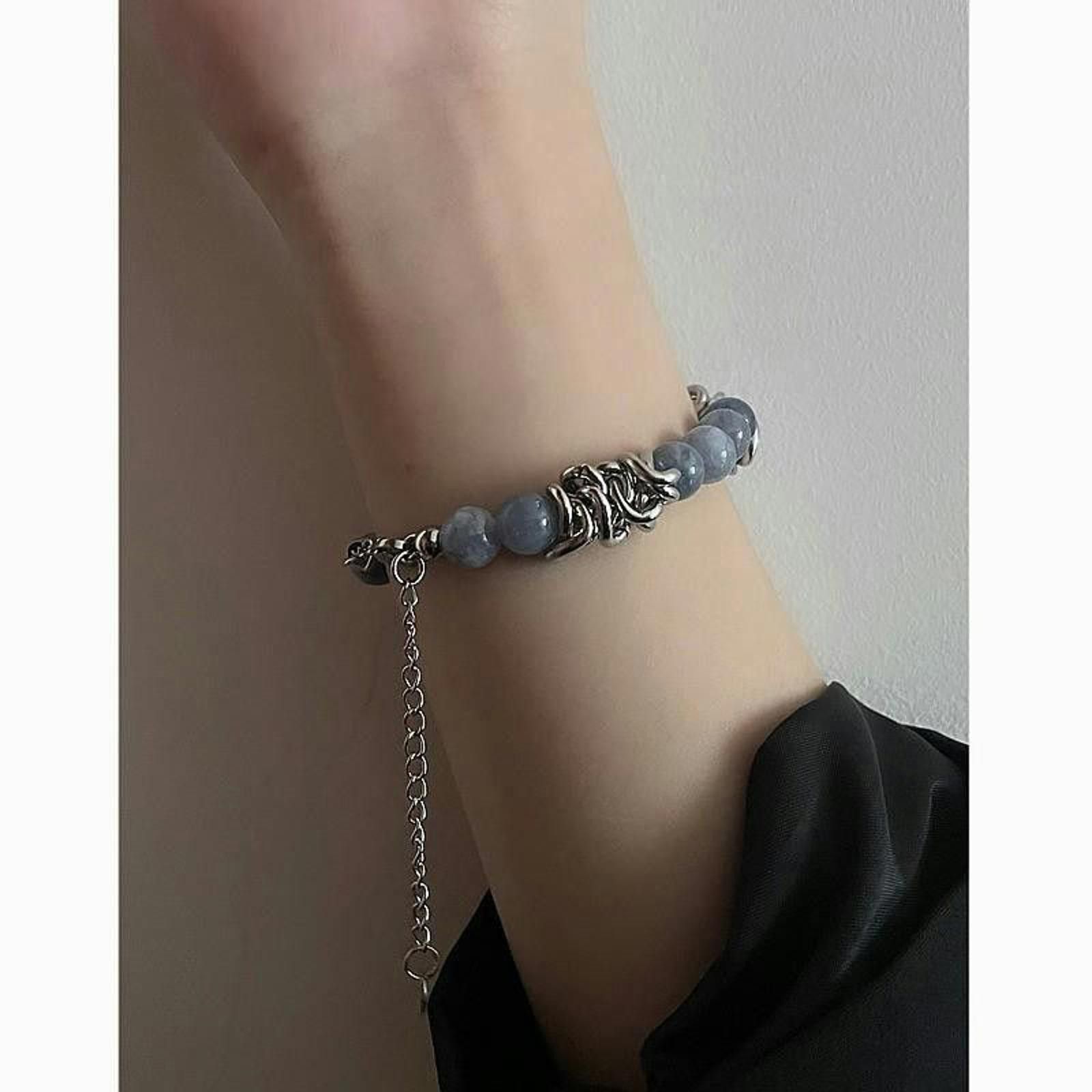 Jewelry Blue Bared Chain Pearl Bracelet Size ONE SIZE - 1 Thumbnail