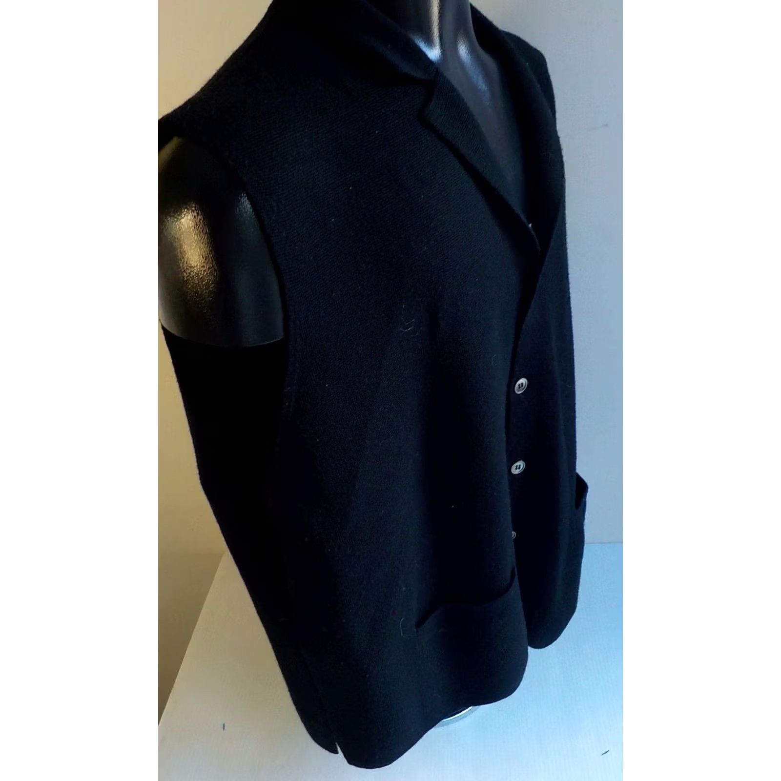 Vintage VINTAGE Alan Paine England Mens Vest Black XL Button Front Collared Merino Wool 100% Front Pockets Knit Modern Regular Mens Size US XL / EU 56 / 4 - 3 Thumbnail