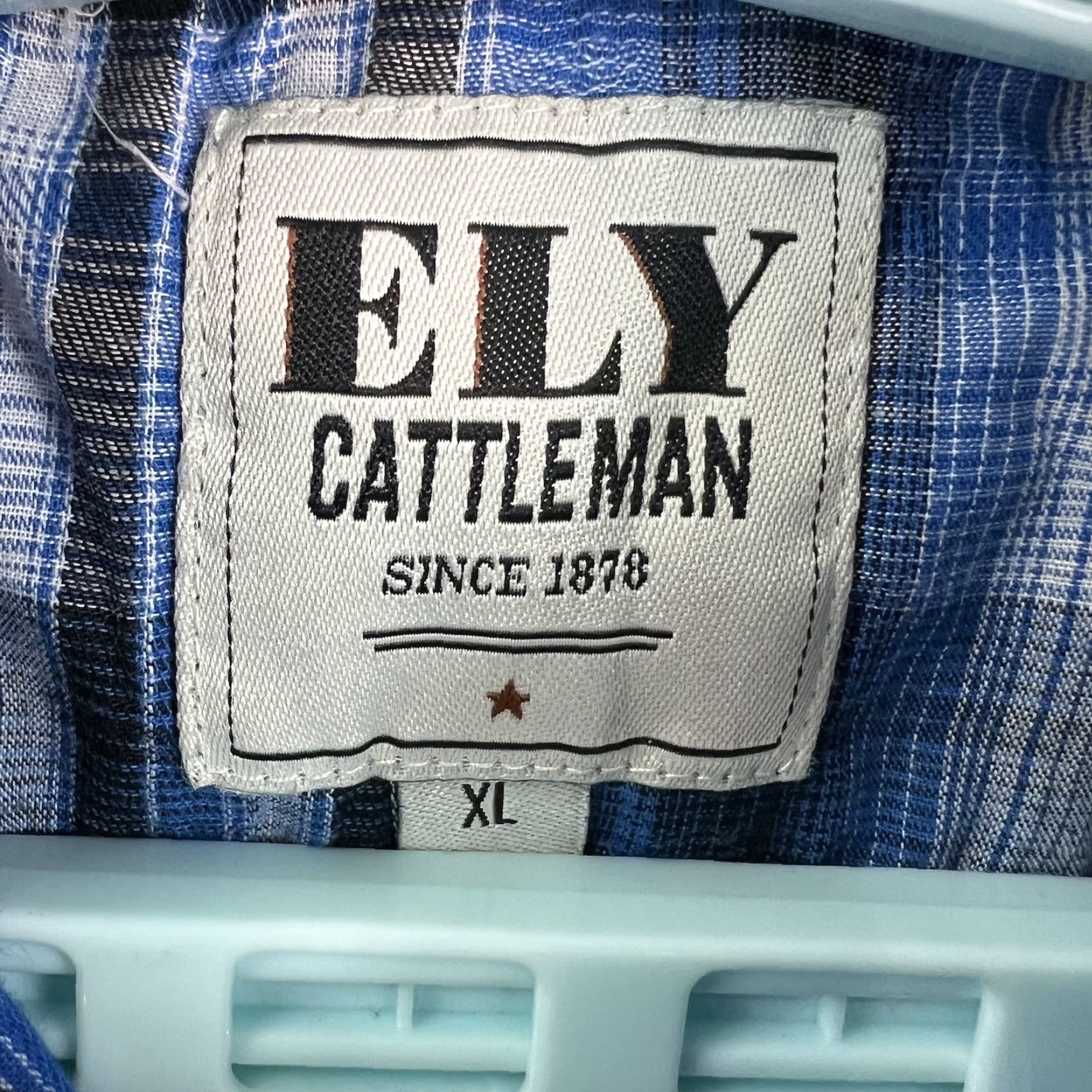 Vintage Ely Cattleman Plaid Pearl Snap Short Sleeve Shirt Mens XL Blue Shirt Size US XL / EU 56 / 4 - 5 Thumbnail