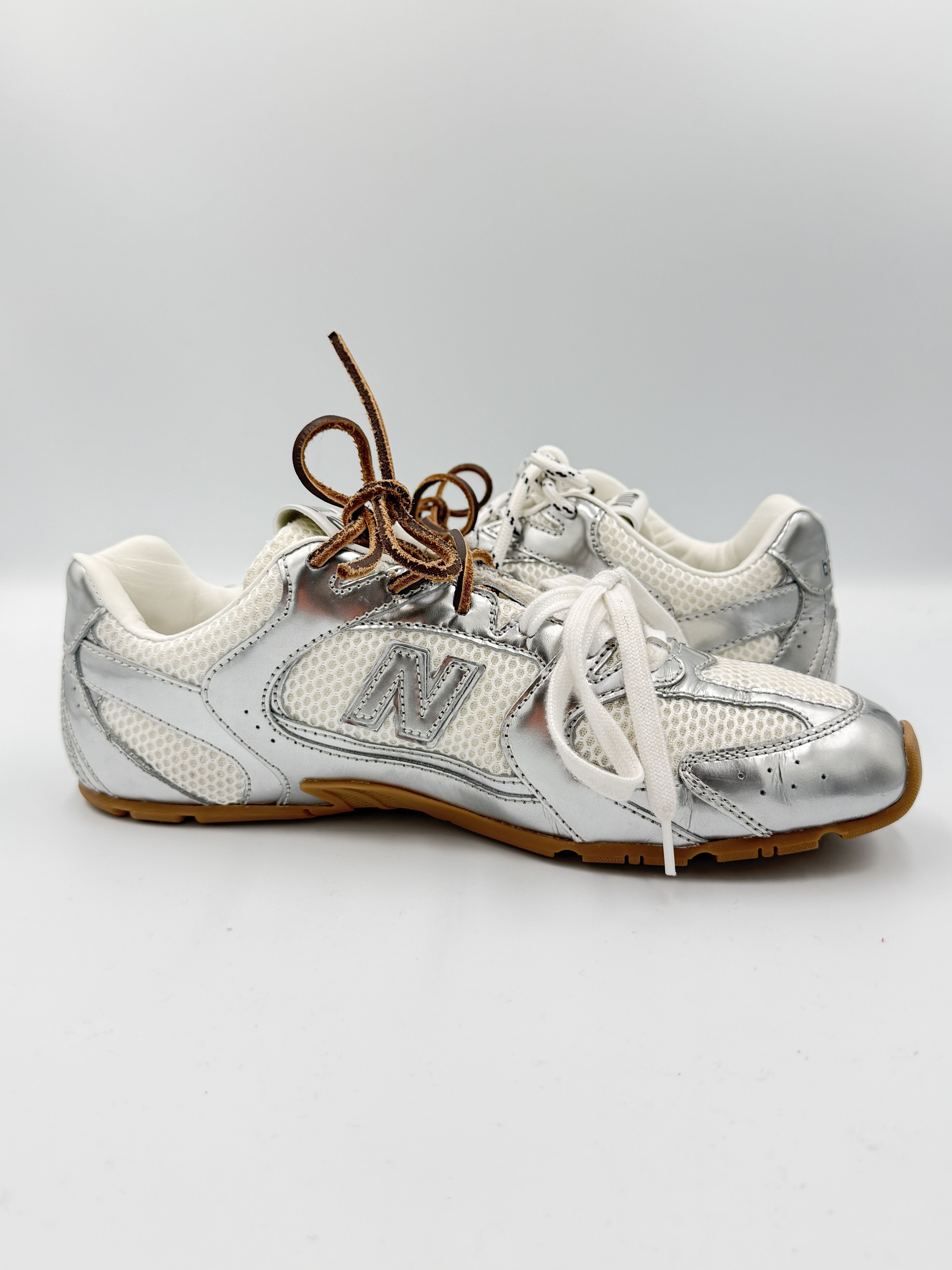 Miu Miu × New Balance Miu Miu New Balance 530 Metallic Silver Mesh Size US 8.5 / EU 41-42 - 5 Thumbnail