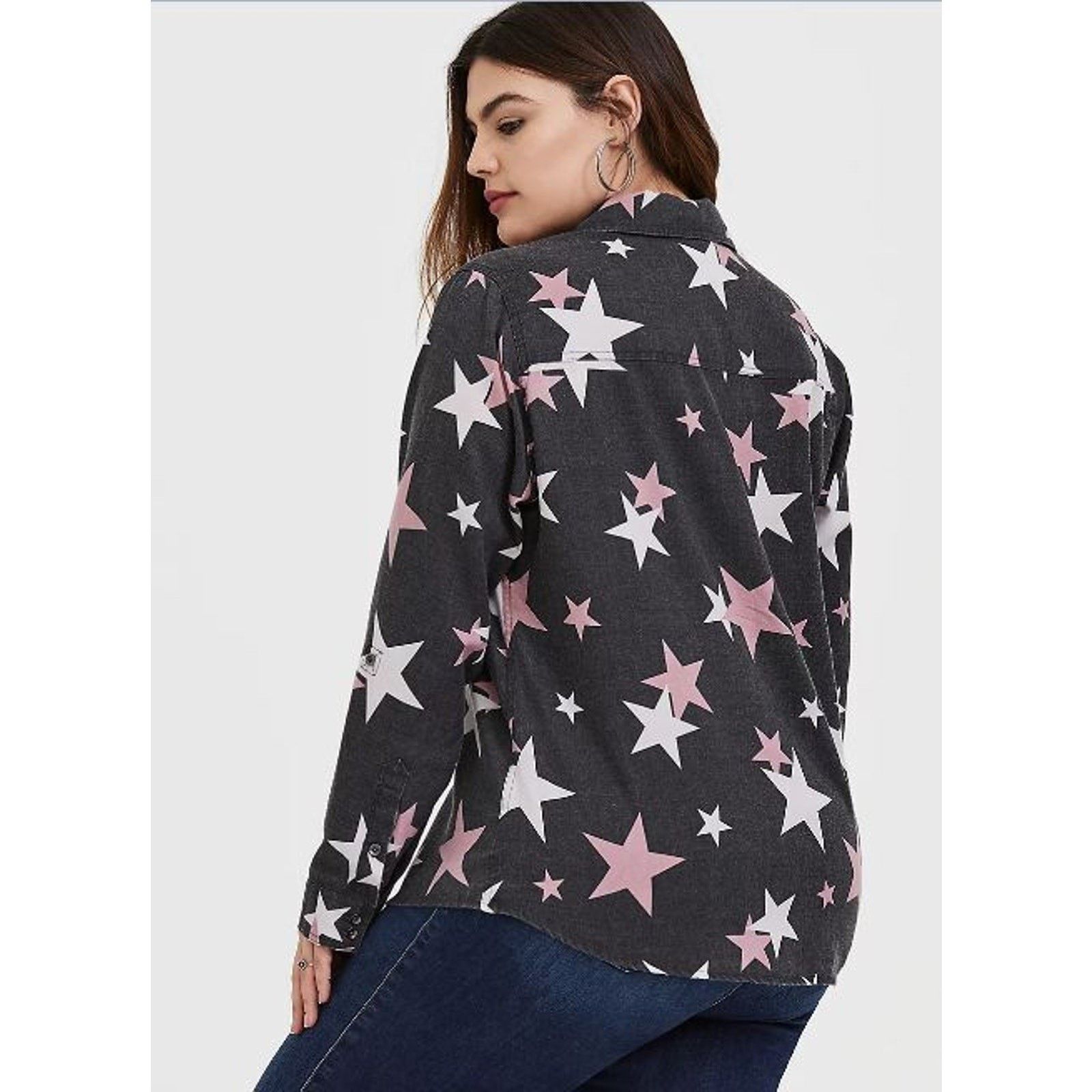 Torrid Torrid Women Star Print Button Top Plus Sz 0X Casual Galaxy Size XL / US 12-14 / IT 48-50 - 10 Thumbnail