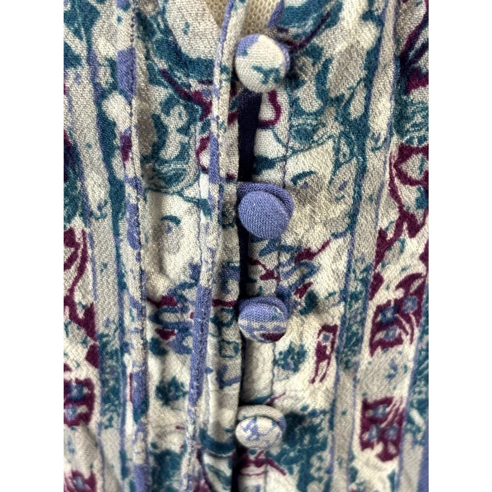 Free People VINTAGE Free People Tunic Blouse Womens Small Bohemian Peasant Long Sleeve Bell Sleeves Rayon Blue 90s Casual Size S / US 4 / IT 40 - 6 Thumbnail