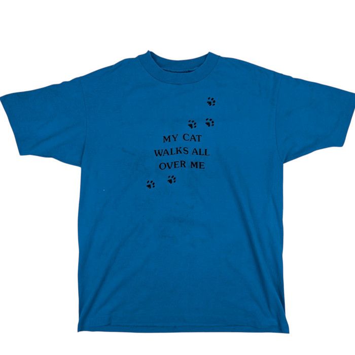 Hanes Vintage 80's CATS Paw Animal Tee My Cat Wall Over Me T-Shirt Size US XL / EU 56 / 4 - 2 Thumbnail