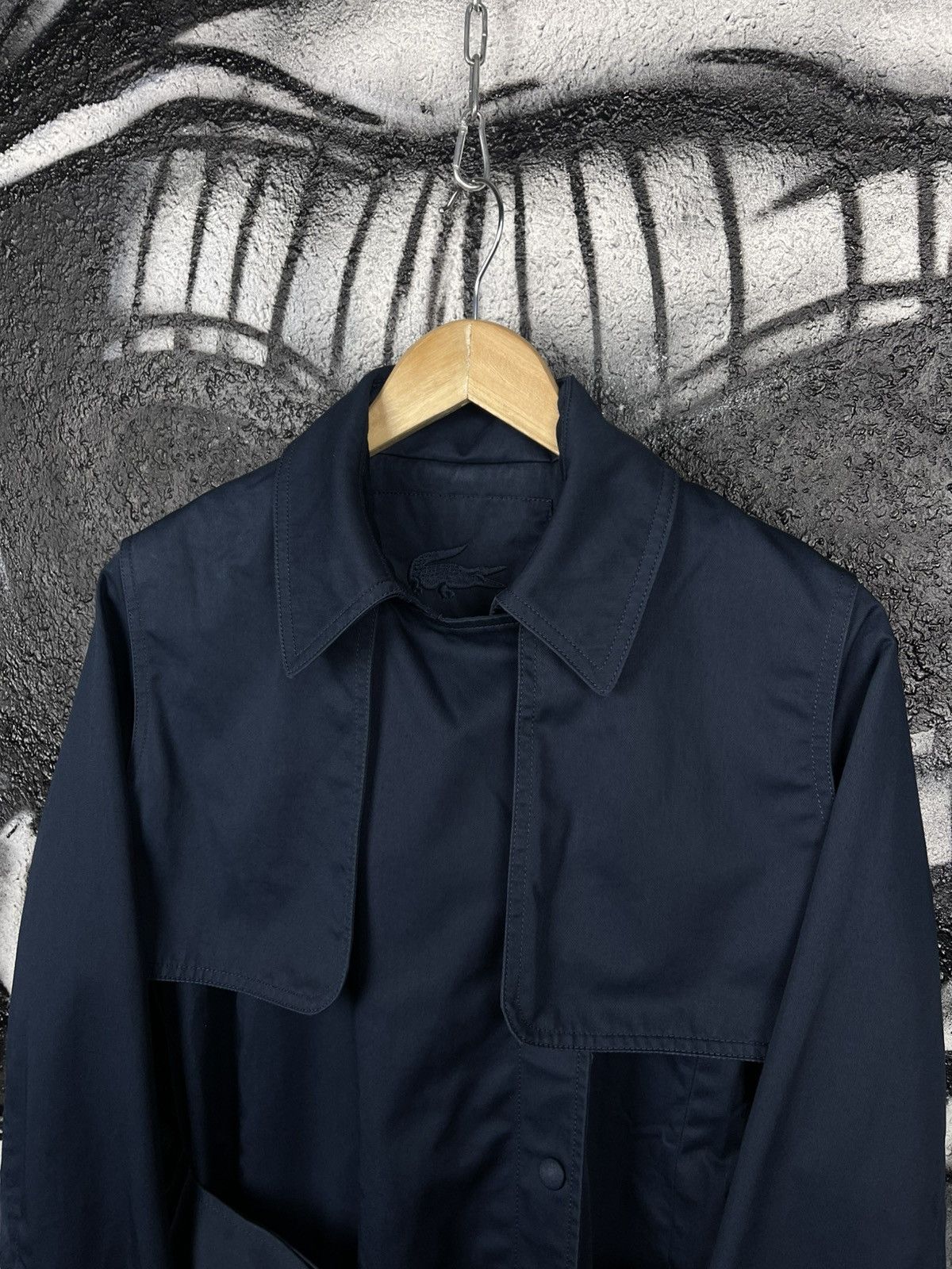 Lacoste Vintage Lacoste Dark Blue Casual Luxury Trench Coat Women’s Size L / US 10 / IT 46 - 6 Thumbnail