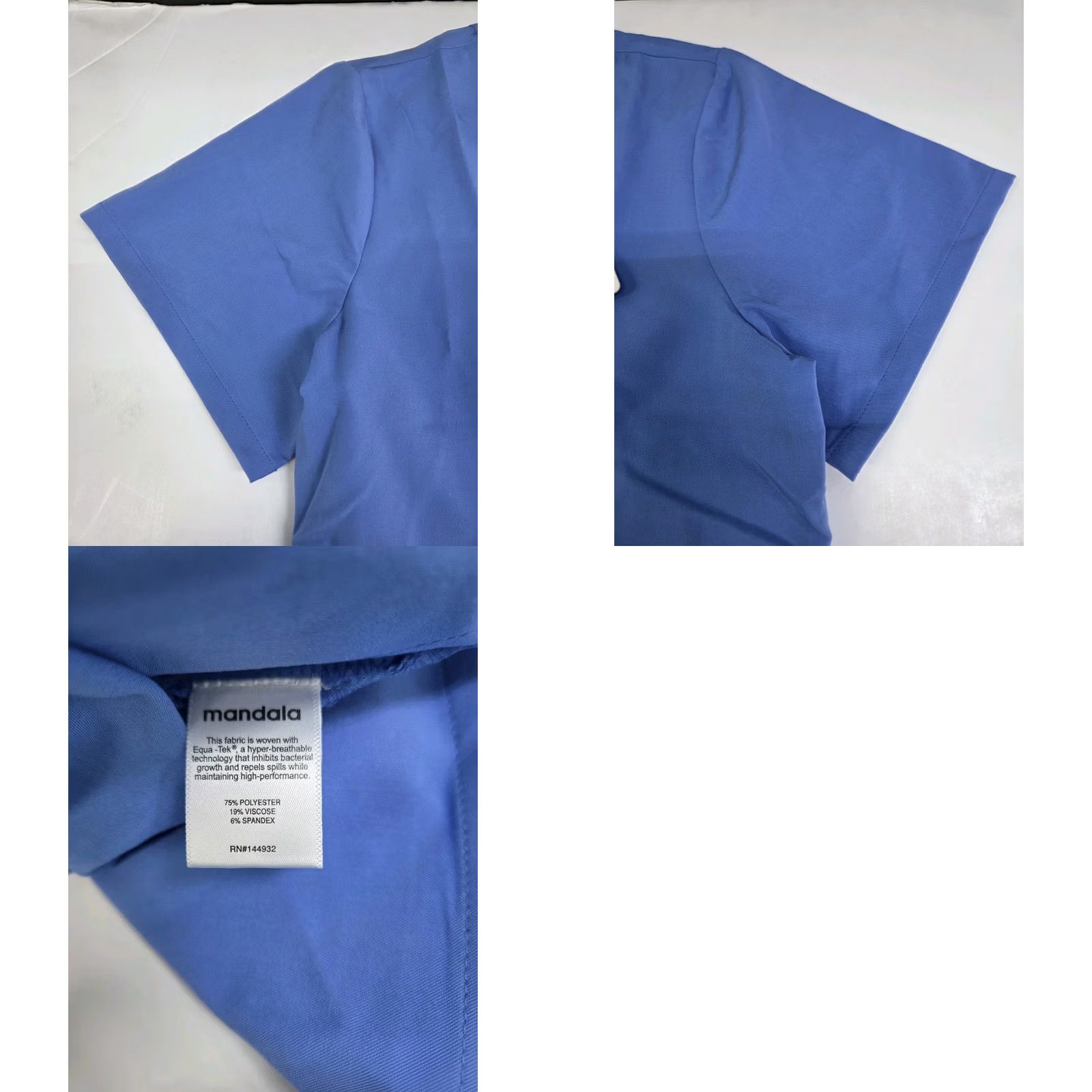 Vintage VINTAGE NWT Mandala Women’s Short Sleeve 6 Pocket V Neck Scrub Top Large Light blue PMID:7785 Size L / US 10 / IT 46 - 8 Thumbnail