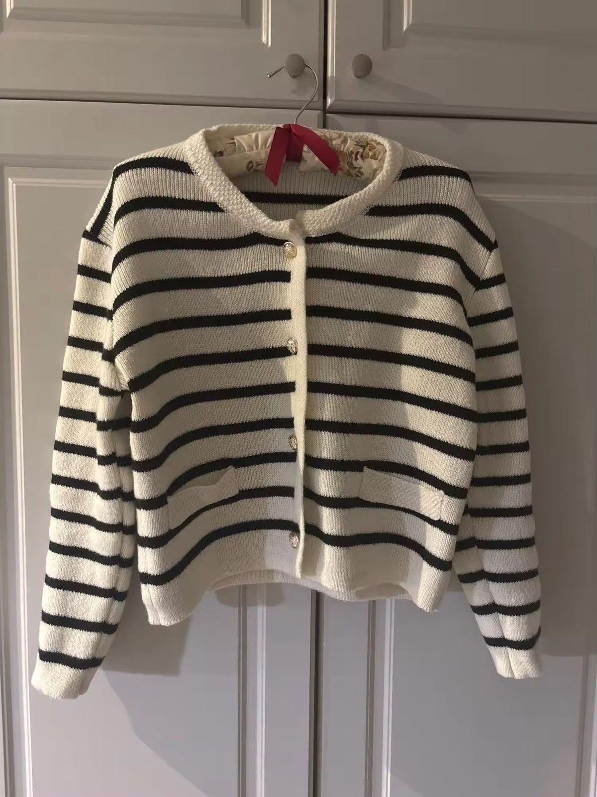 Japanese Brand × Vintage Women Stripe Knitted Cardigan Size US M / EU 48-50 / 2 - 9 Thumbnail