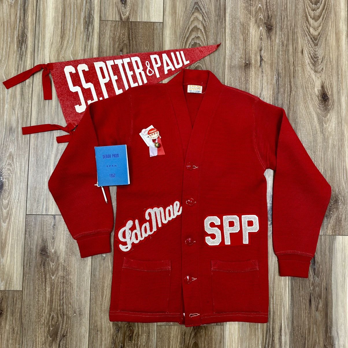 Vintage Vtg 50s Detroit Knitting Mills Wool SPP Letterman Cardigan Size M / US 6-8 / IT 42-44 - 1 Thumbnail