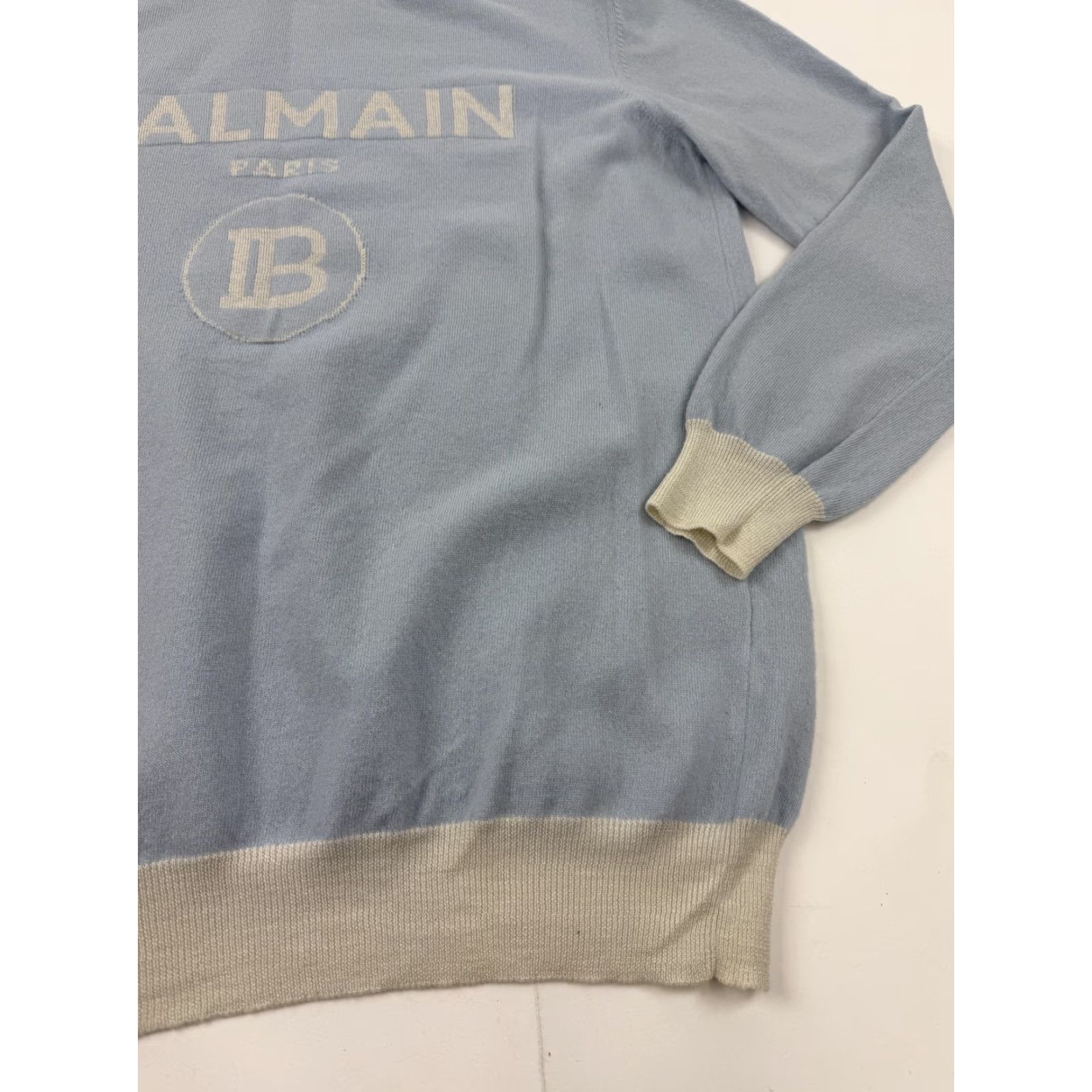 Balmain Balmain Sweater Mens 42 Blue Wool Cashmere Logo Crewneck Knit Italy Pullover Size US XL / EU 56 / 4 - 2 Thumbnail