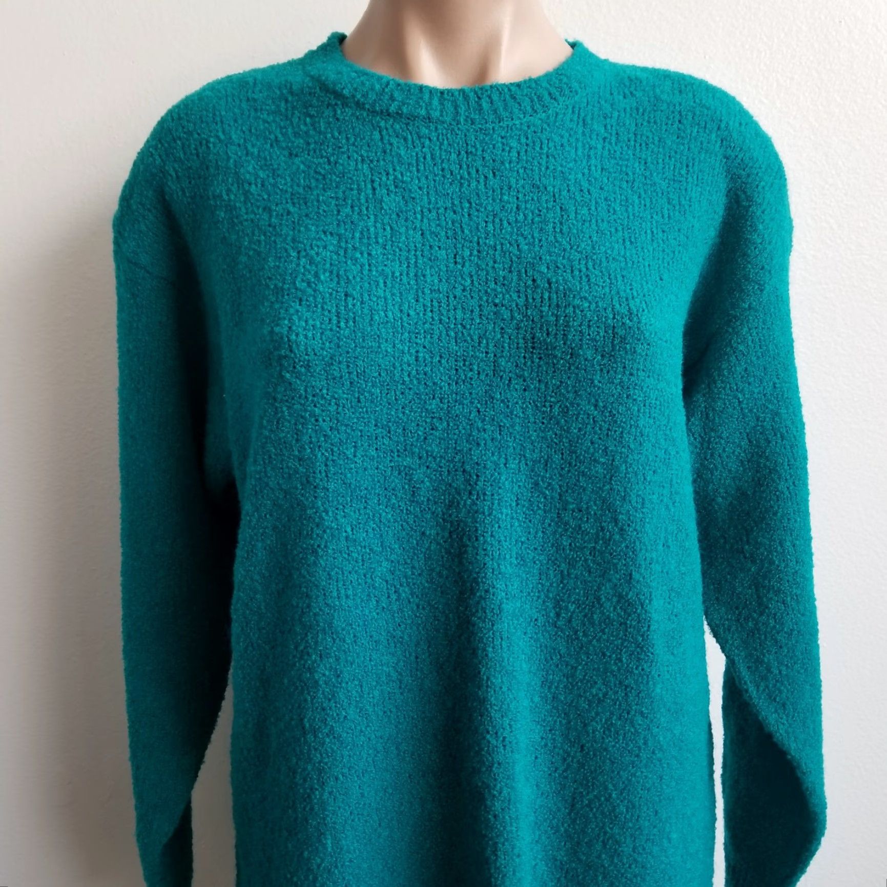 Vintage VINTAGE SK & COMPANY Womens Teal Green Knit Sweater M Wool Blend Crewneck Sweater, Teal, 54% Wool 34% Acrylic 12% Nylon, Size M, Women Size M / US 6-8 / IT 42-44 - 3 Thumbnail