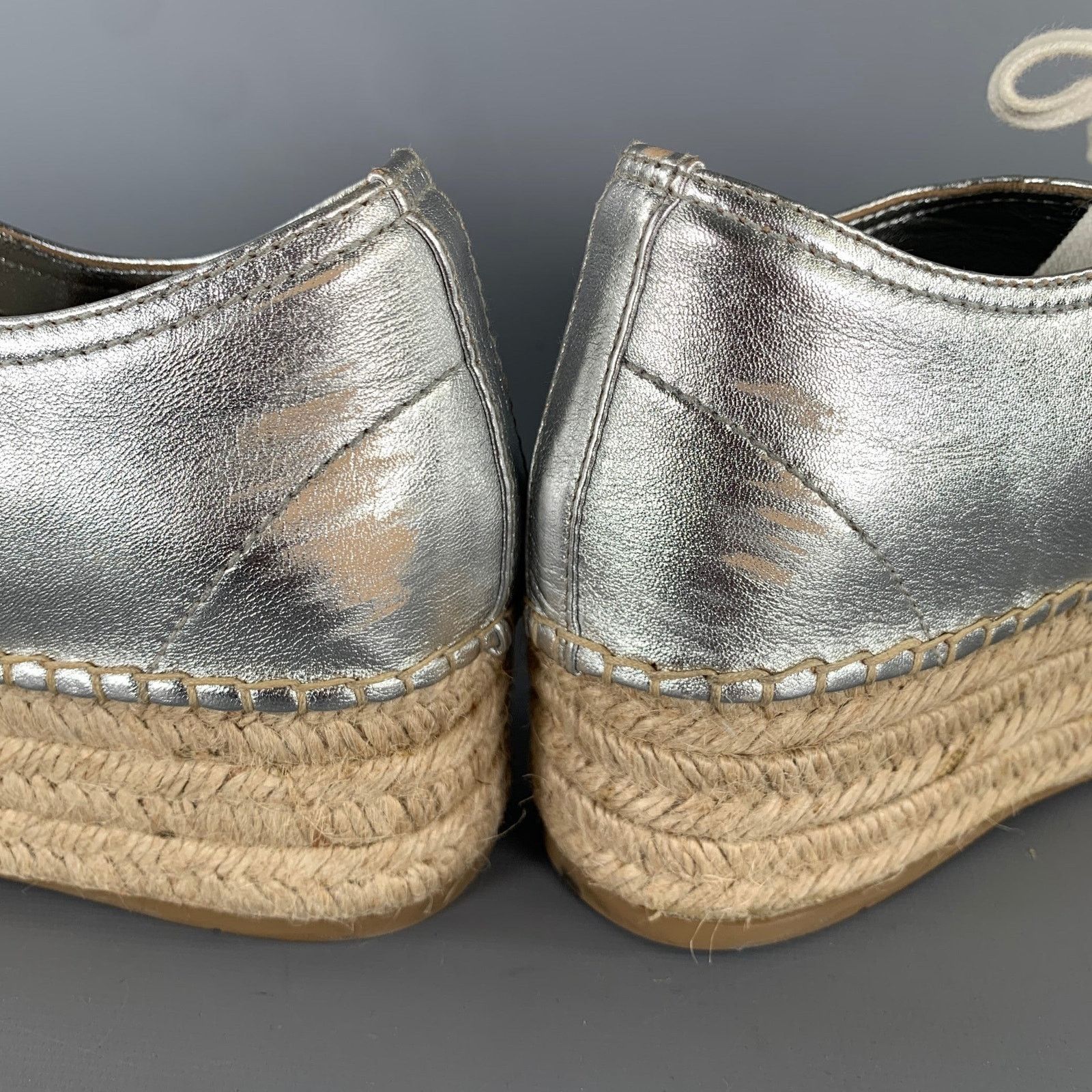 Miu Miu MIU MIU Size 8 Silver Espadrille Platform Sneakers Size US 8 / IT 38 - 8 Thumbnail