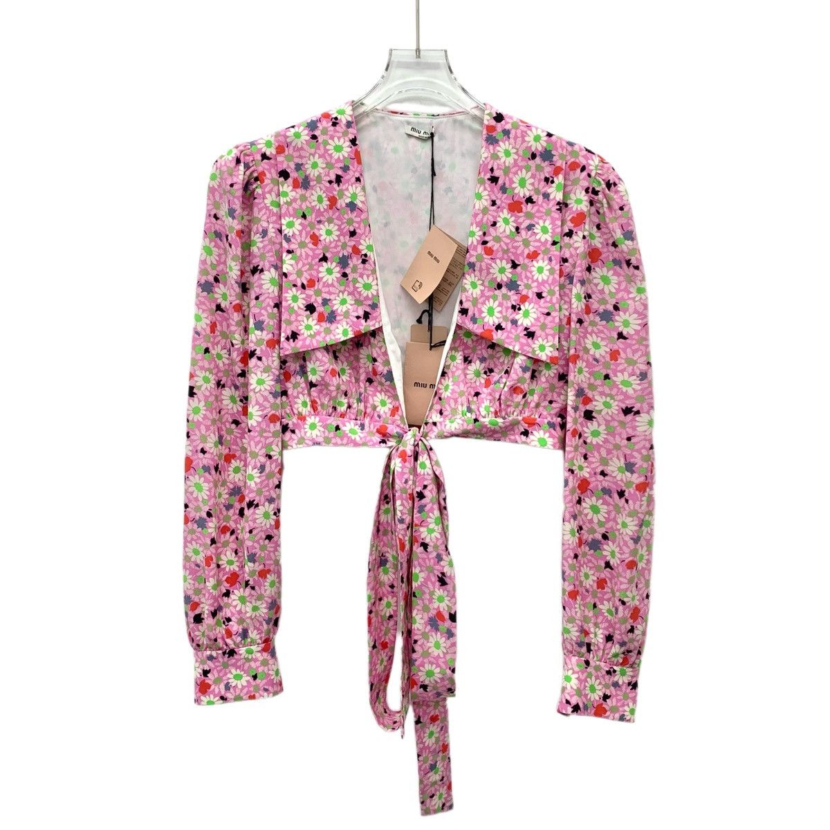 Miu Miu Miu Miu Silk Long Sleeve Tie Waist Shirt K26WX Size XS / US 0-2 / IT 36-38 - 1 Thumbnail