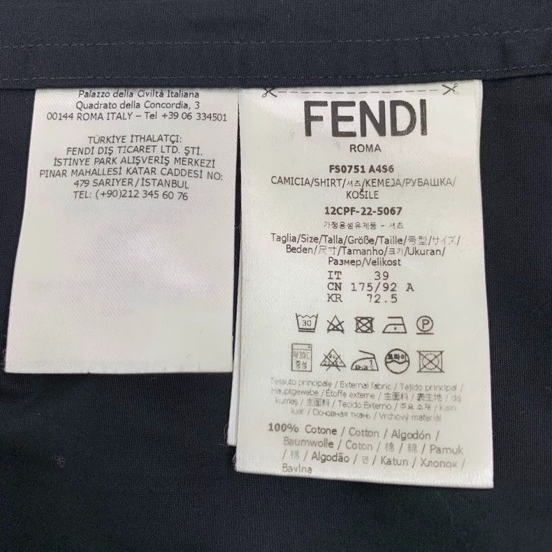 Fendi Black Logo Long Sleeve Cotton Shirt Size US M / EU 48-50 / 2 - 6 Thumbnail