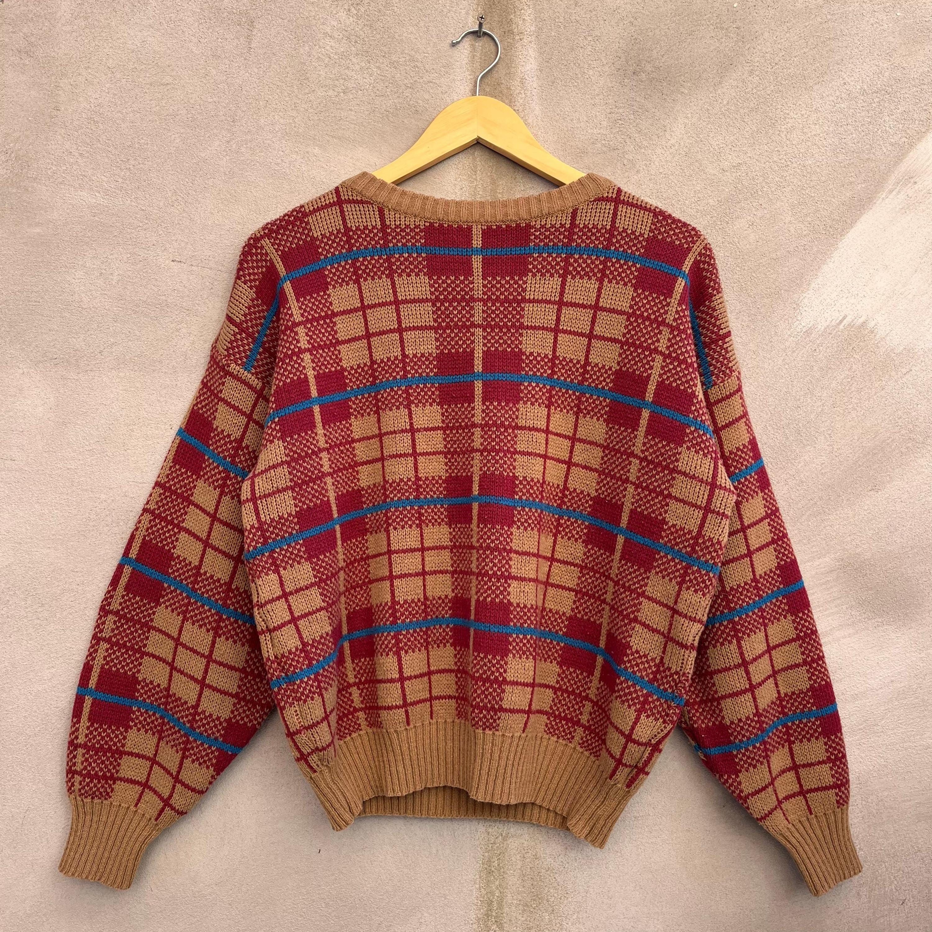 Vintage 80's Vintage Plaid Woven Sweater Size US M / EU 48-50 / 2 - 1 Thumbnail