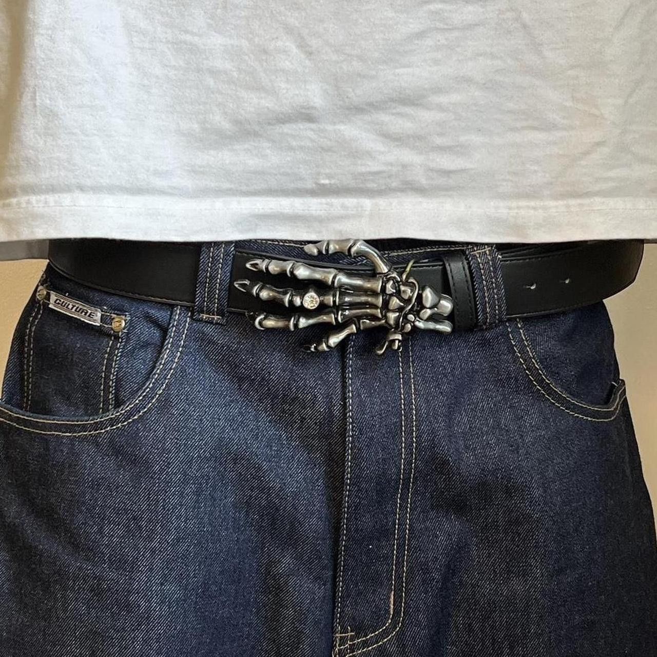 Other Skeleton Hand Buckle Belt – Gothic Punk Edgy Black Accessory Size ONE SIZE - 1 Thumbnail
