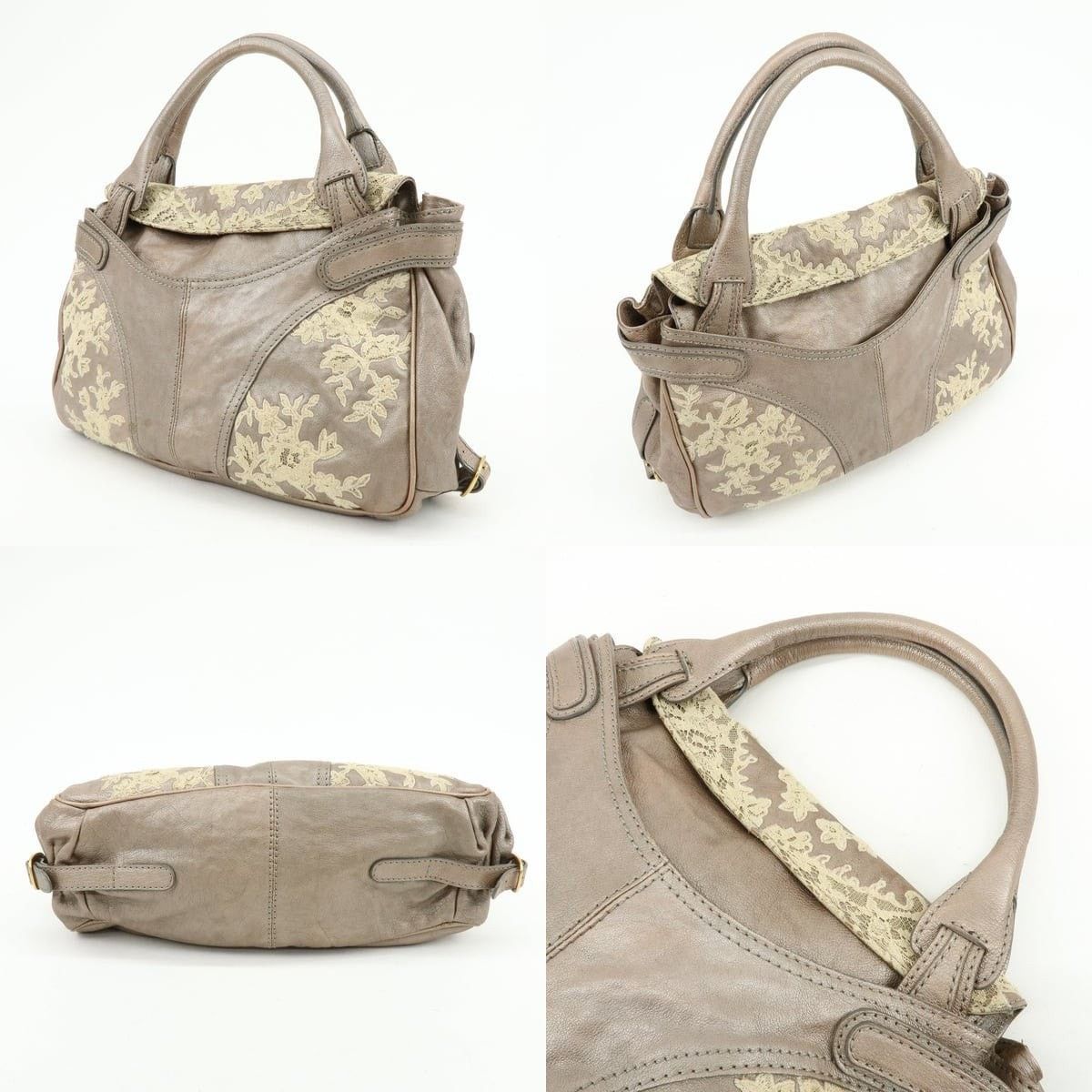 Valentino Valentino Flower Embroidery Calfskin Shoulder Bag Gray Size ONE SIZE - 3 Thumbnail