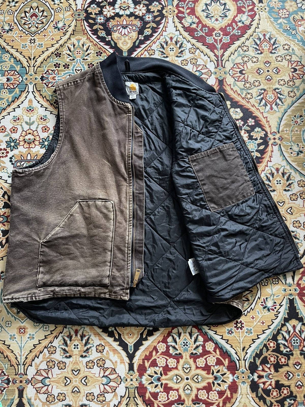 Carhartt Sun Faded Brown Carhartt Lined Vintage Vest Jacket Size US XXL / EU 58 / 5 - 6 Thumbnail