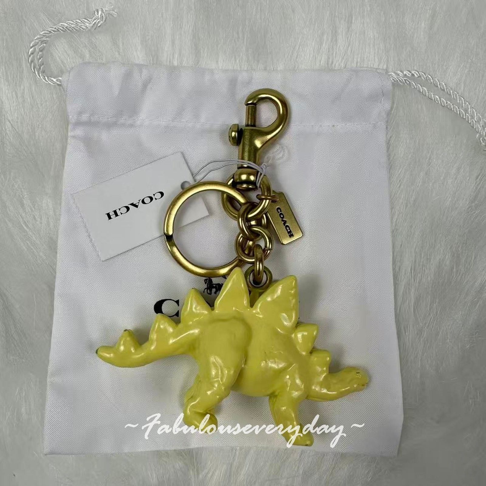 Coach COACH Stegosaurus Charm Key Ring FOB Enamel Brass/Yellow Size ONE SIZE - 2 Thumbnail