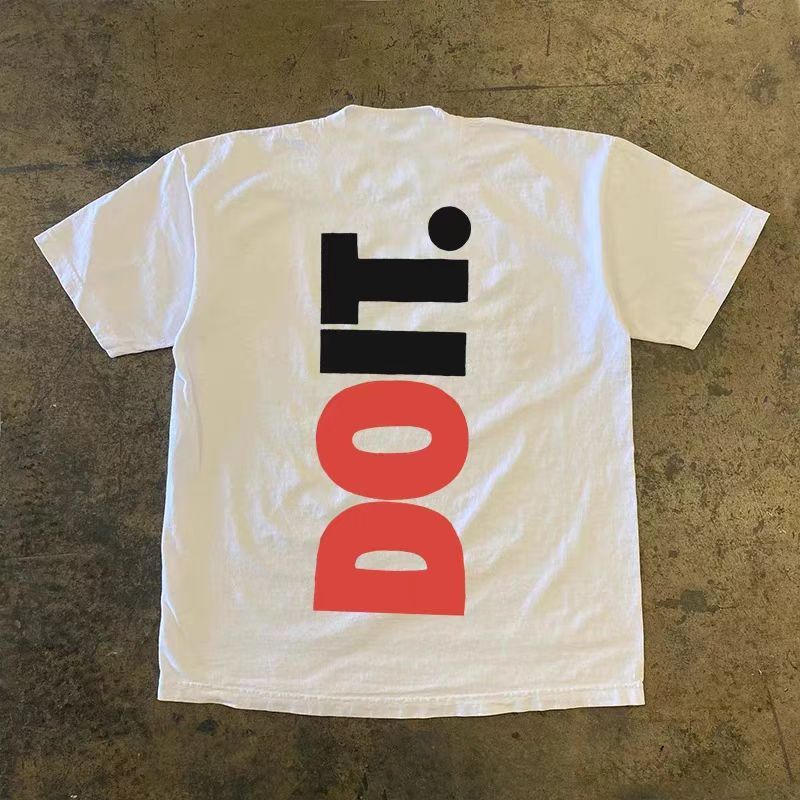 Vintage White Loose Letter Printed Short Sleeve T-Shirt Size US L / EU 52-54 / 3 - 2 Thumbnail