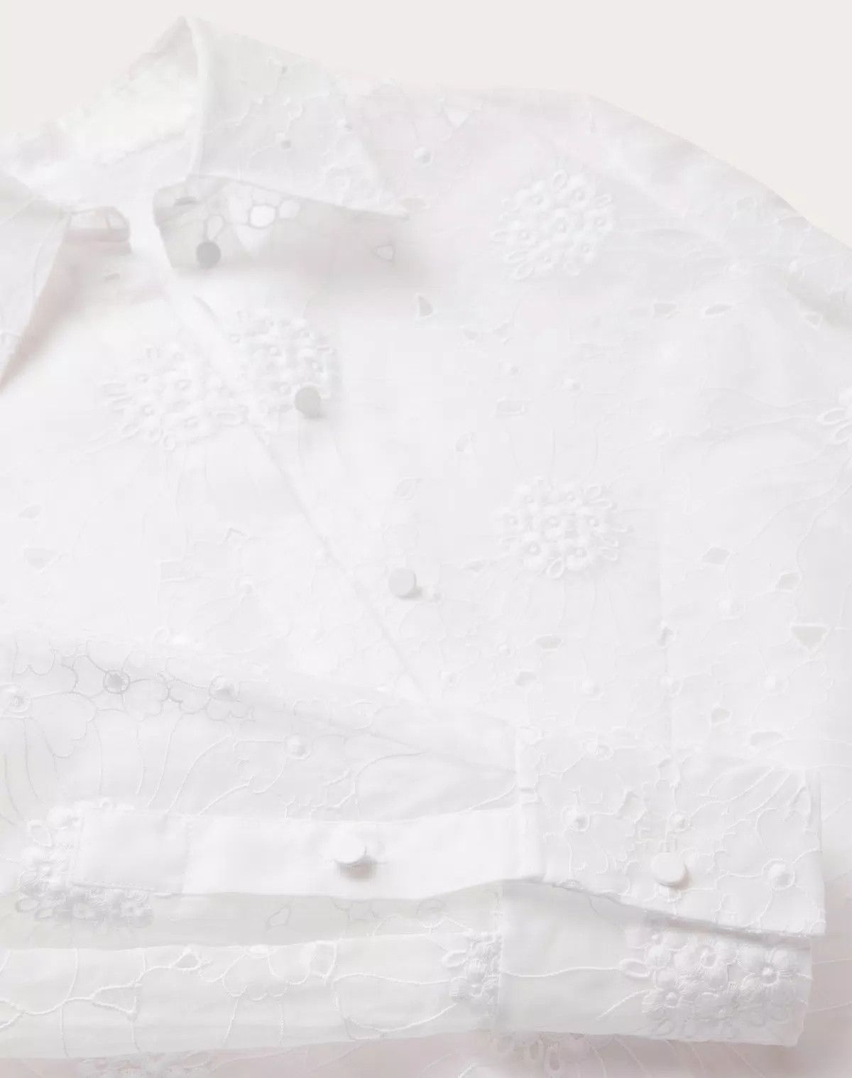 Valentino o1s1wg110426 Daisy Organdis Shirt in White Size S / US 4 / IT 40 - 4 Thumbnail