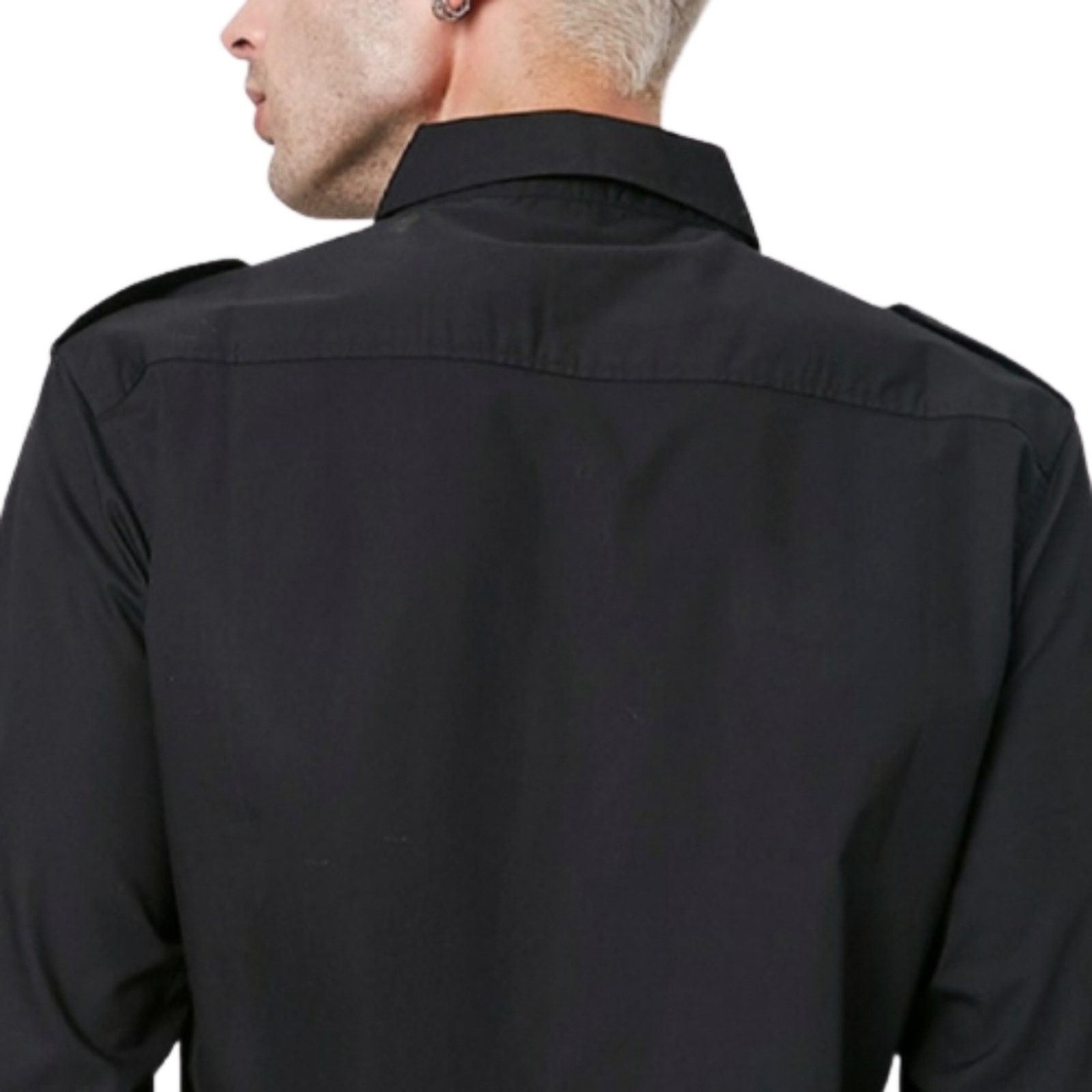 Other BLACK ☆ FRONT FLAP POCKET ☆ EPILET SHOULDER SHIRT ☆ XL Size US XL / EU 56 / 4 - 5 Thumbnail