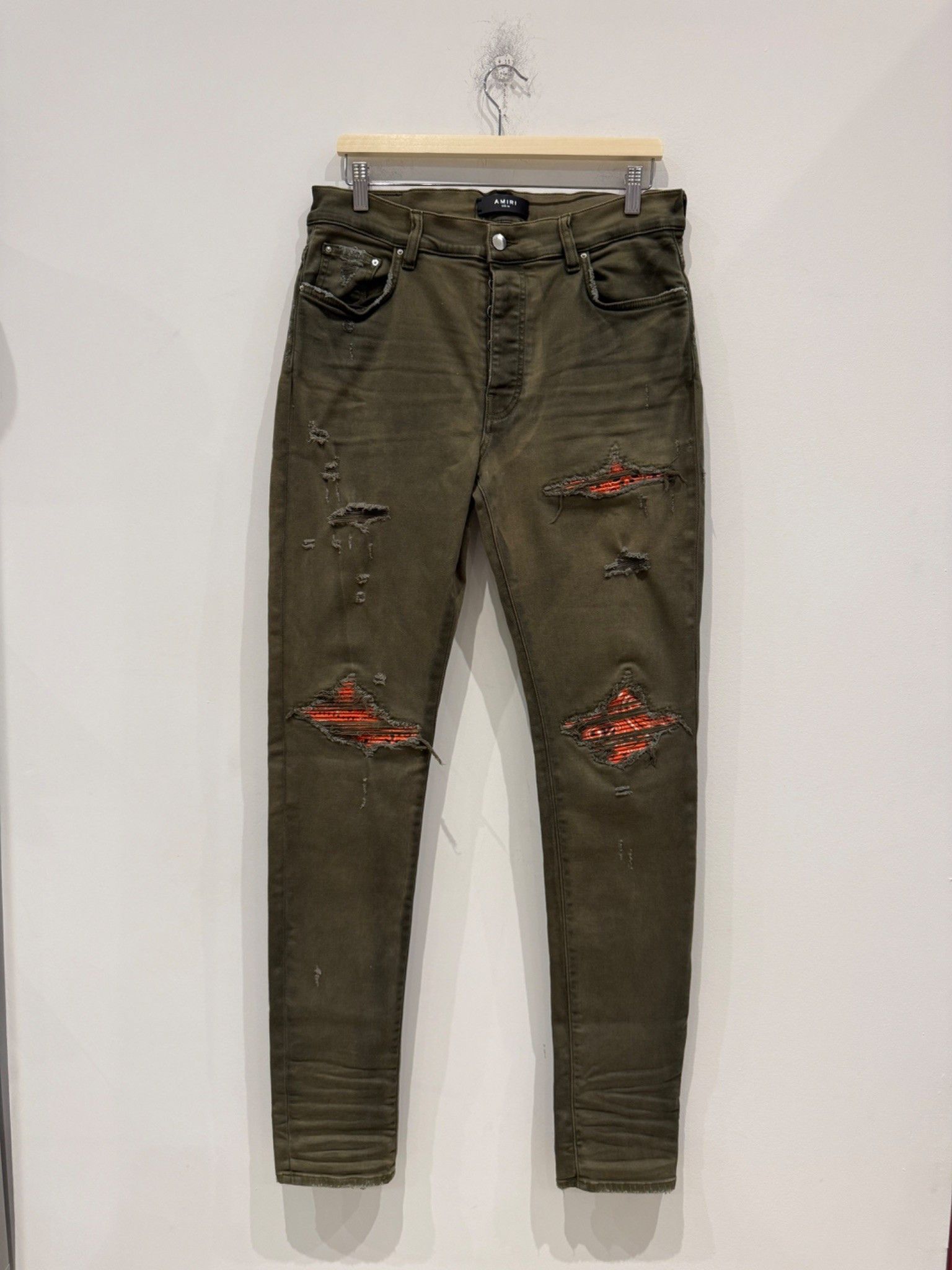 Amiri Amiri MX1 Bandana Skinny Jeans Military Green Size US 36 / EU 52 - 1 Thumbnail
