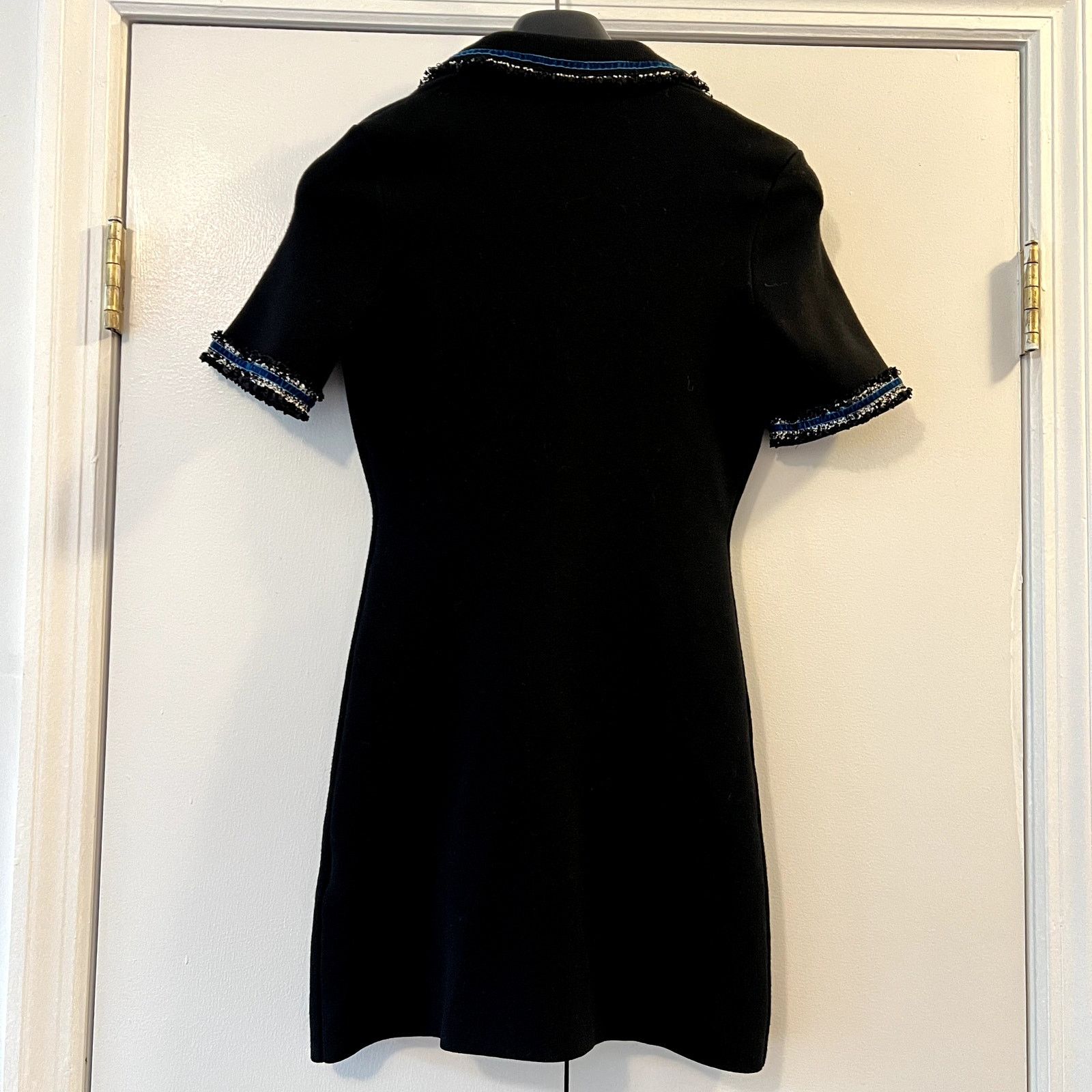 Maje Maje Ravena Velvet Trim Dress black size 36 S golden buttons Size S / US 4 / IT 40 - 6 Thumbnail