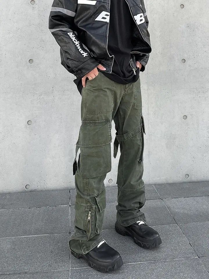 Designer × Vintage Distressed function pleated baggy cargo pants Size US 32 / EU 48 - 1 Thumbnail
