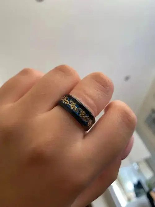 Jewelry × Ring Of Fire Titanium Steel Dragon Rings Black & Blue Size ONE SIZE - 3 Thumbnail