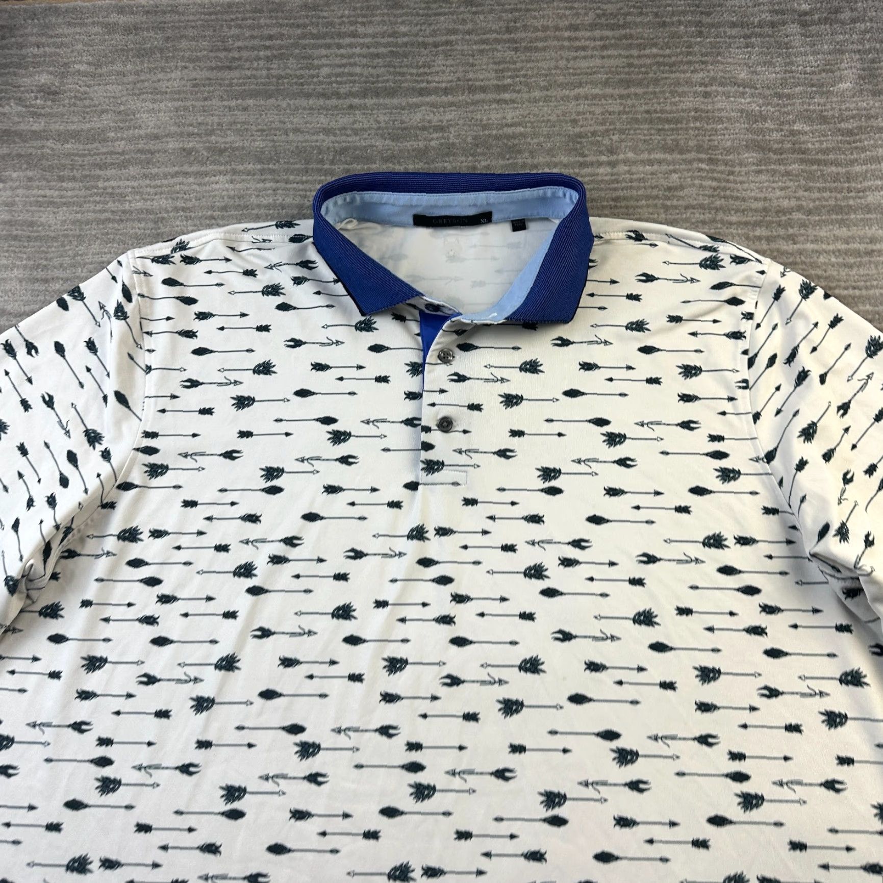 Vintage Greyson Polo Shirt Mens XL White Logo Golf Performance All Over Print Shirt Short Sleeve Button Collar Classic Size US XL / EU 56 / 4 - 3 Thumbnail